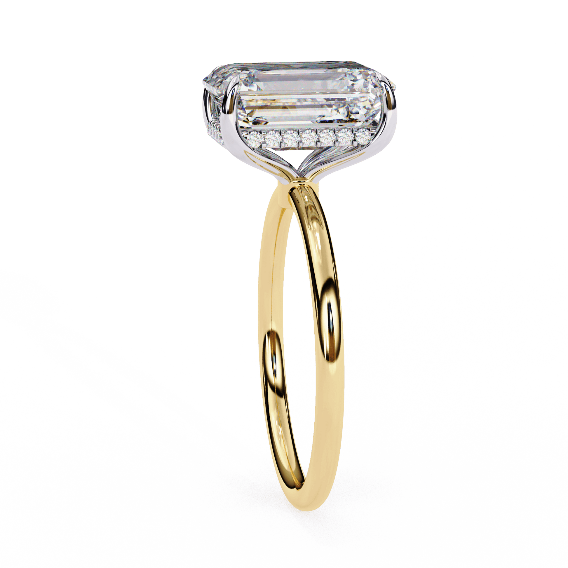 Ivory — Emerald cut lab grown and natural diamond engagement ring — hidden halo, halo — Carat House