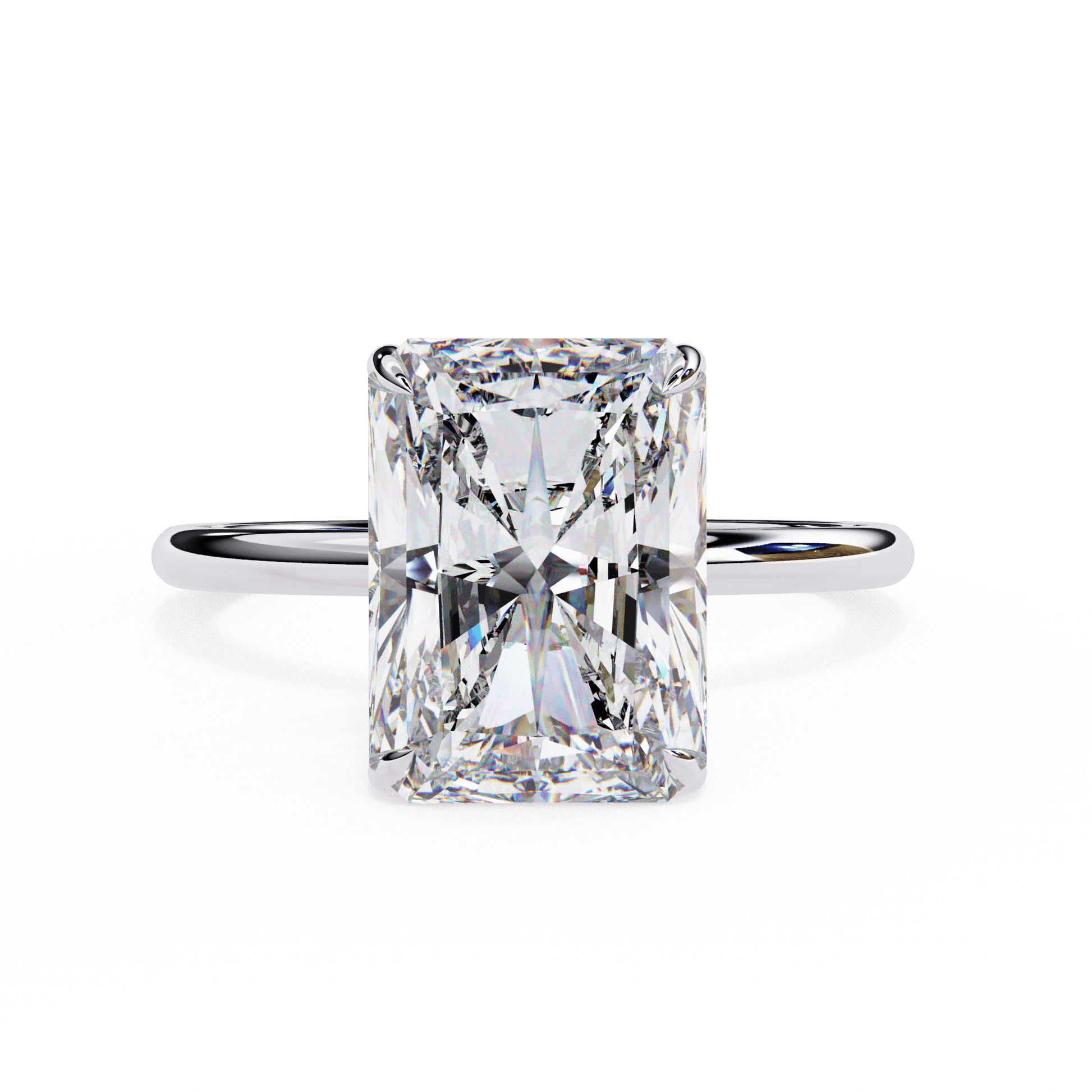 Azure — Radiant cut lab grown and natural diamond engagement ring — solitaire — 18k white gold and platinum — Carat House