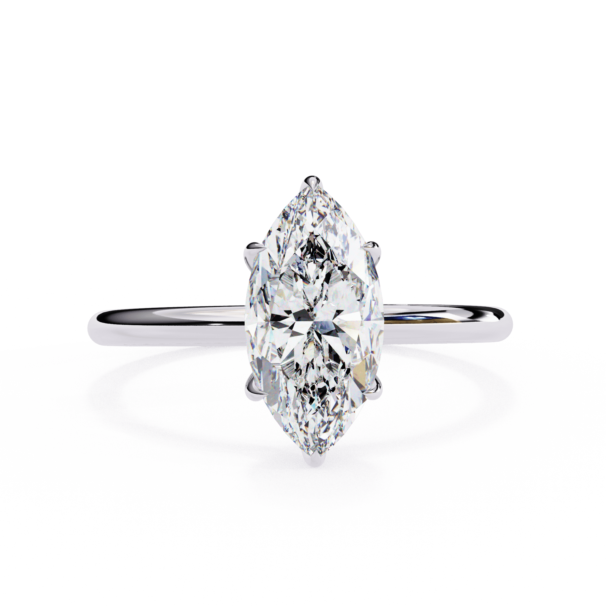 Hazel — Marquise cut lab grown and natural diamond engagement ring — solitaire — 18k white gold and platinum — Carat House