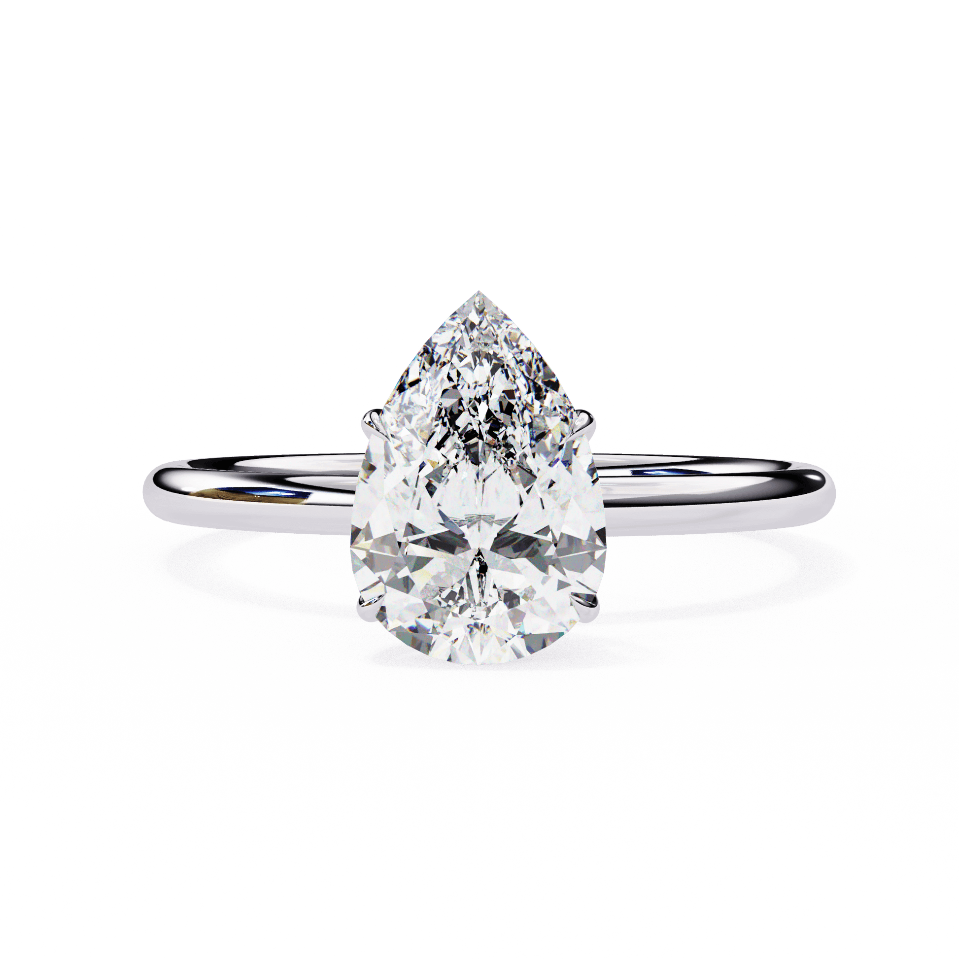 Olive — Pear cut lab grown and natural diamond engagement ring — solitaire — 18k white gold and platinum — Carat House