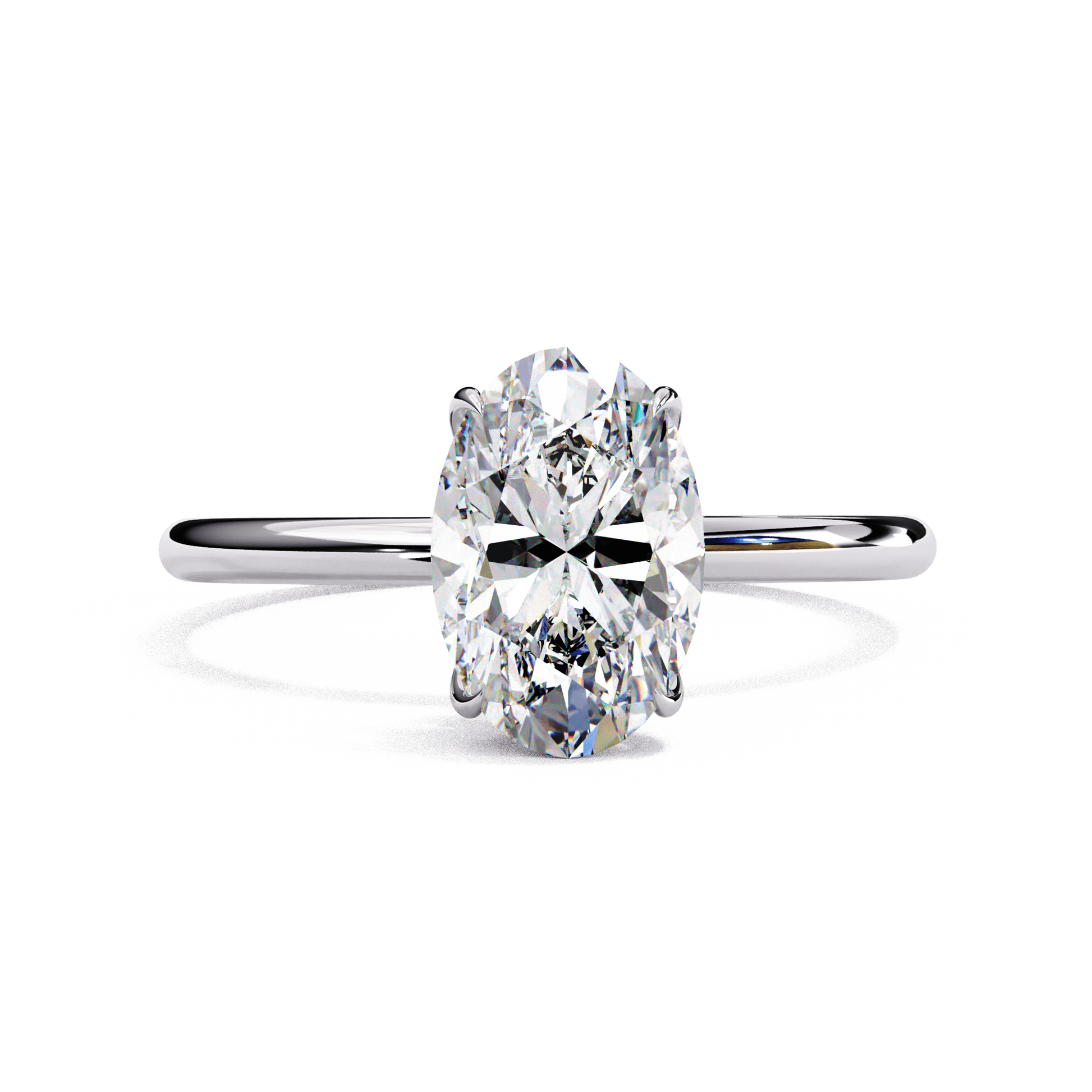 Amber — Oval cut lab grown and natural diamond engagement ring — solitaire — 18k white gold and platinum — Carat House