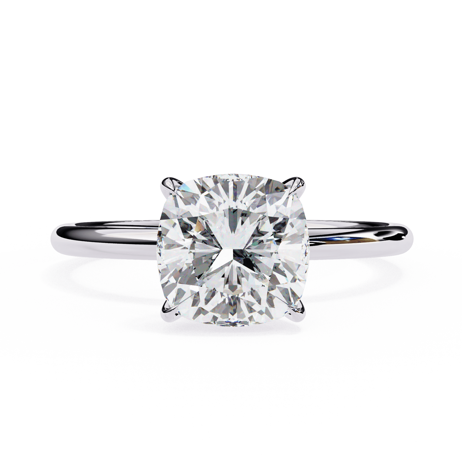 Indigo — Cushion cut lab grown and natural diamond engagement ring — solitaire — 18k white gold and platinum — Carat House