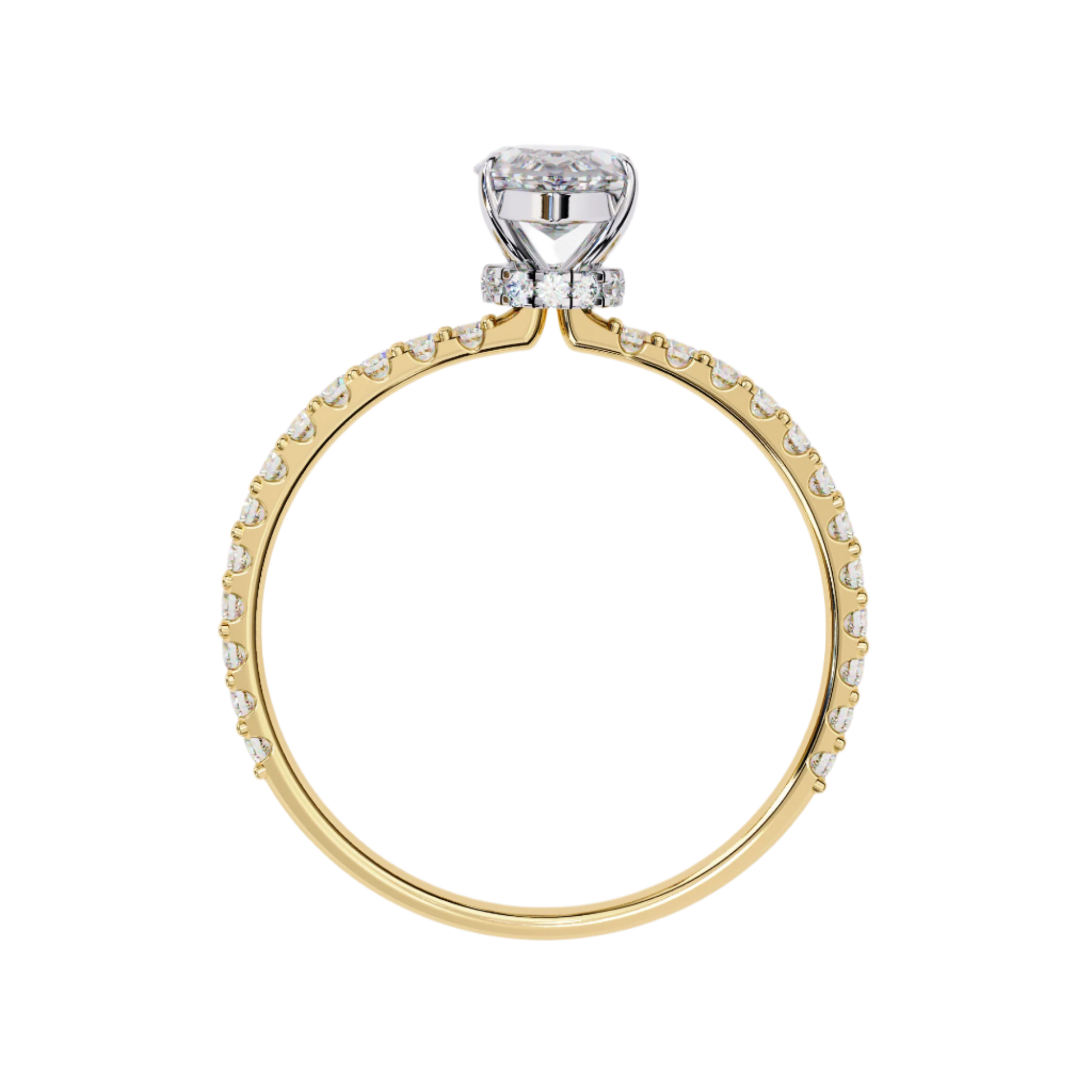 Ebony — Marquise cut lab grown and natural diamond engagement ring — hidden halo, halo, pavé band — Carat House