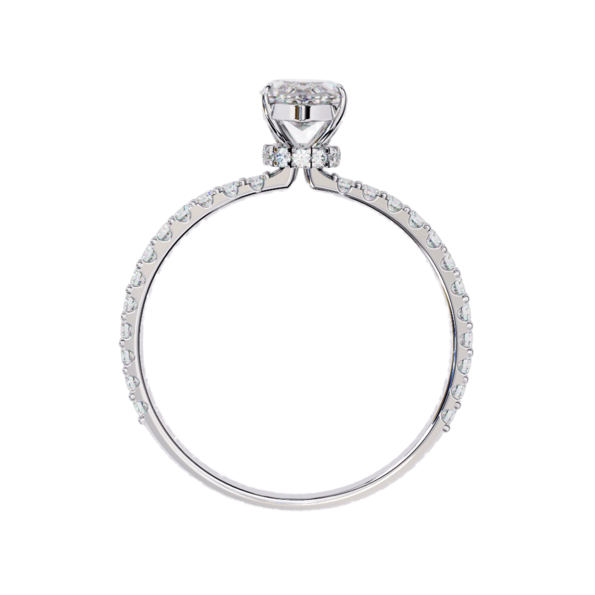 Ebony — Marquise cut lab grown and natural diamond engagement ring — hidden halo, halo, pavé band — Carat House