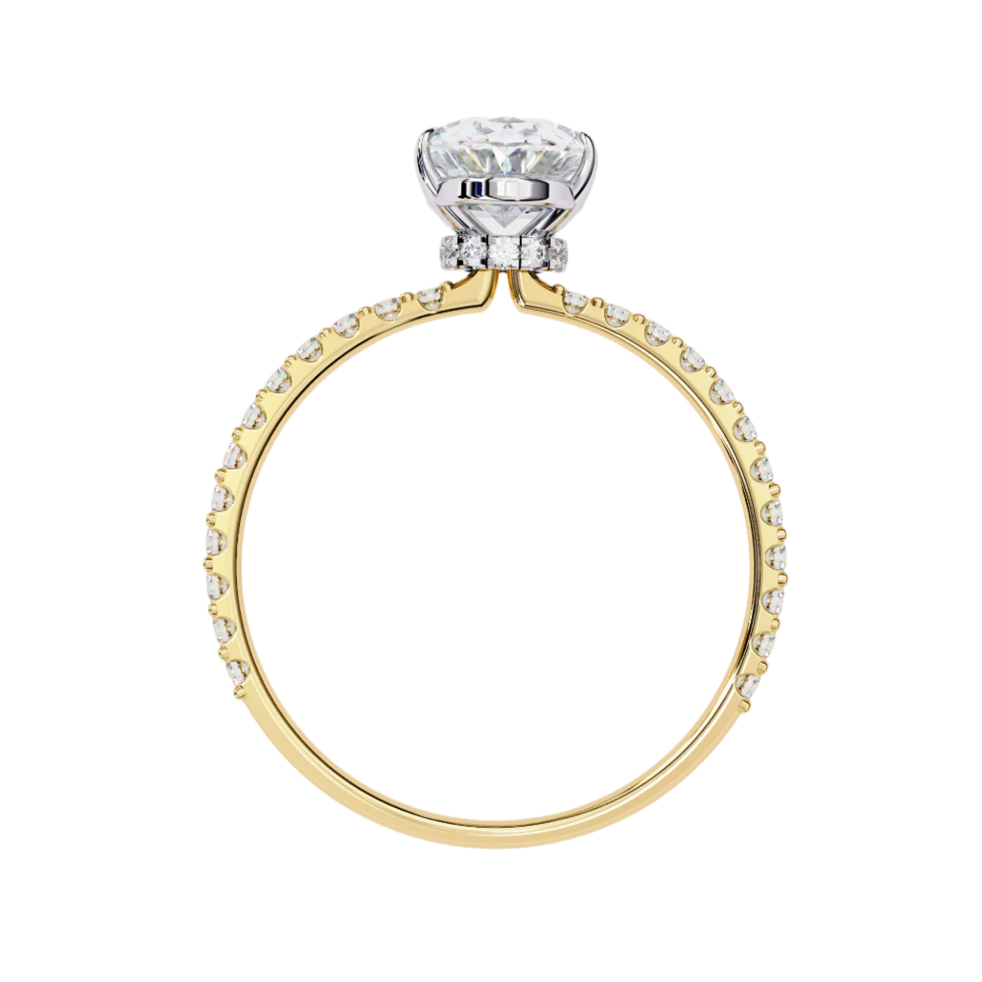 Dove — Oval cut lab grown and natural diamond engagement ring — hidden halo, halo, pavé band — Carat House