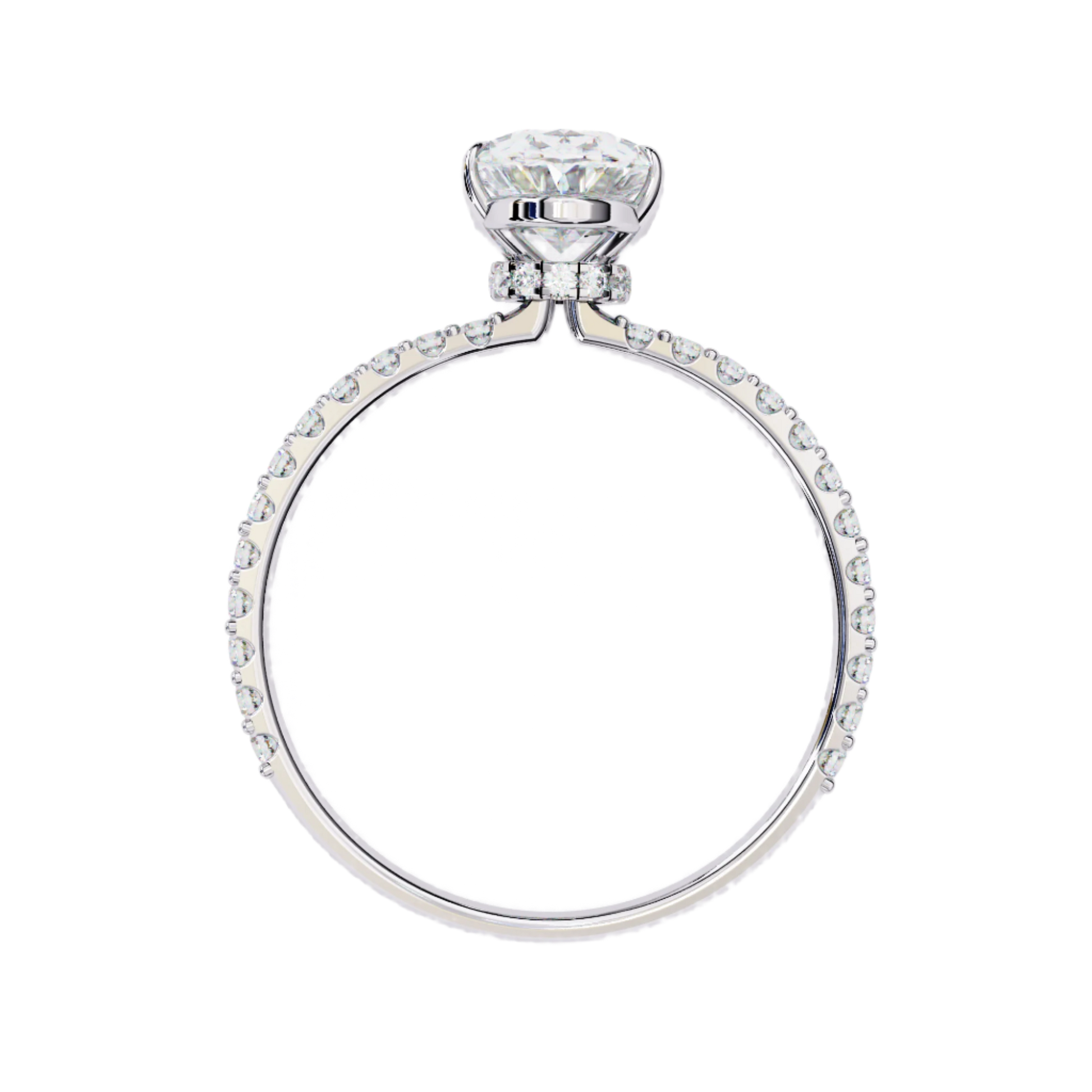 Dove — Oval cut lab grown and natural diamond engagement ring — hidden halo, halo, pavé band — Carat House