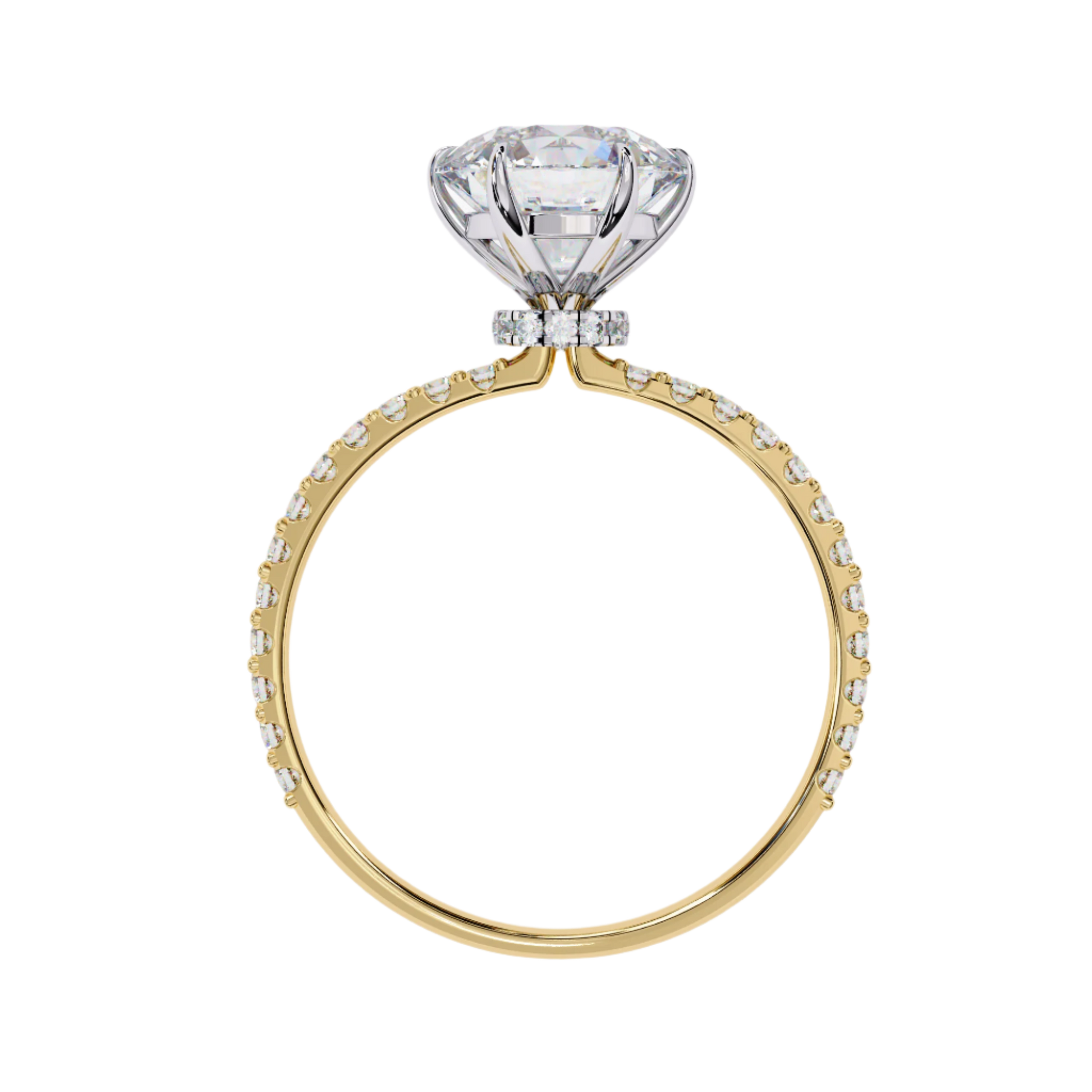 Ivanna — Round cut lab grown and natural diamond engagement ring — hidden halo, halo, pavé band — Carat House