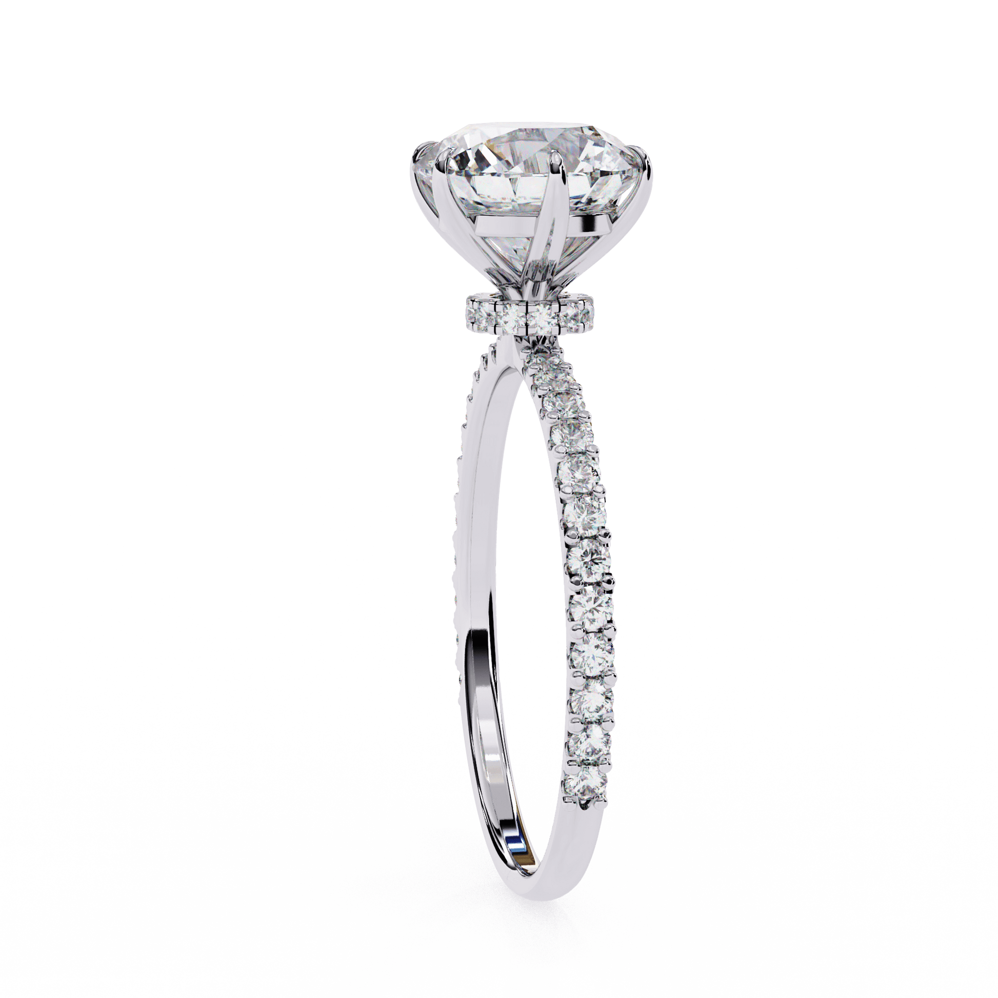 Ivanna — Round cut lab grown and natural diamond engagement ring — hidden halo, halo, pavé band — Carat House