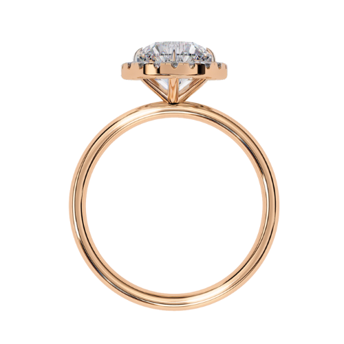 Sabine — Round cut lab grown and natural diamond engagement ring — halo — 18k rose gold — Carat House