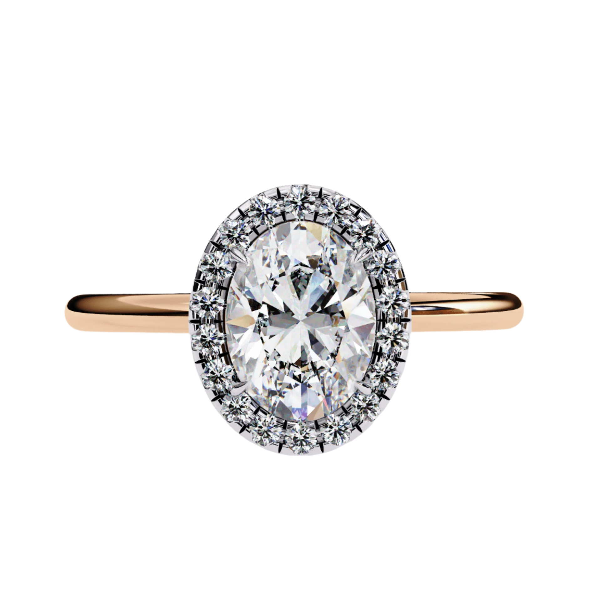 Evelina — Oval cut lab grown and natural diamond engagement ring — halo — Carat House