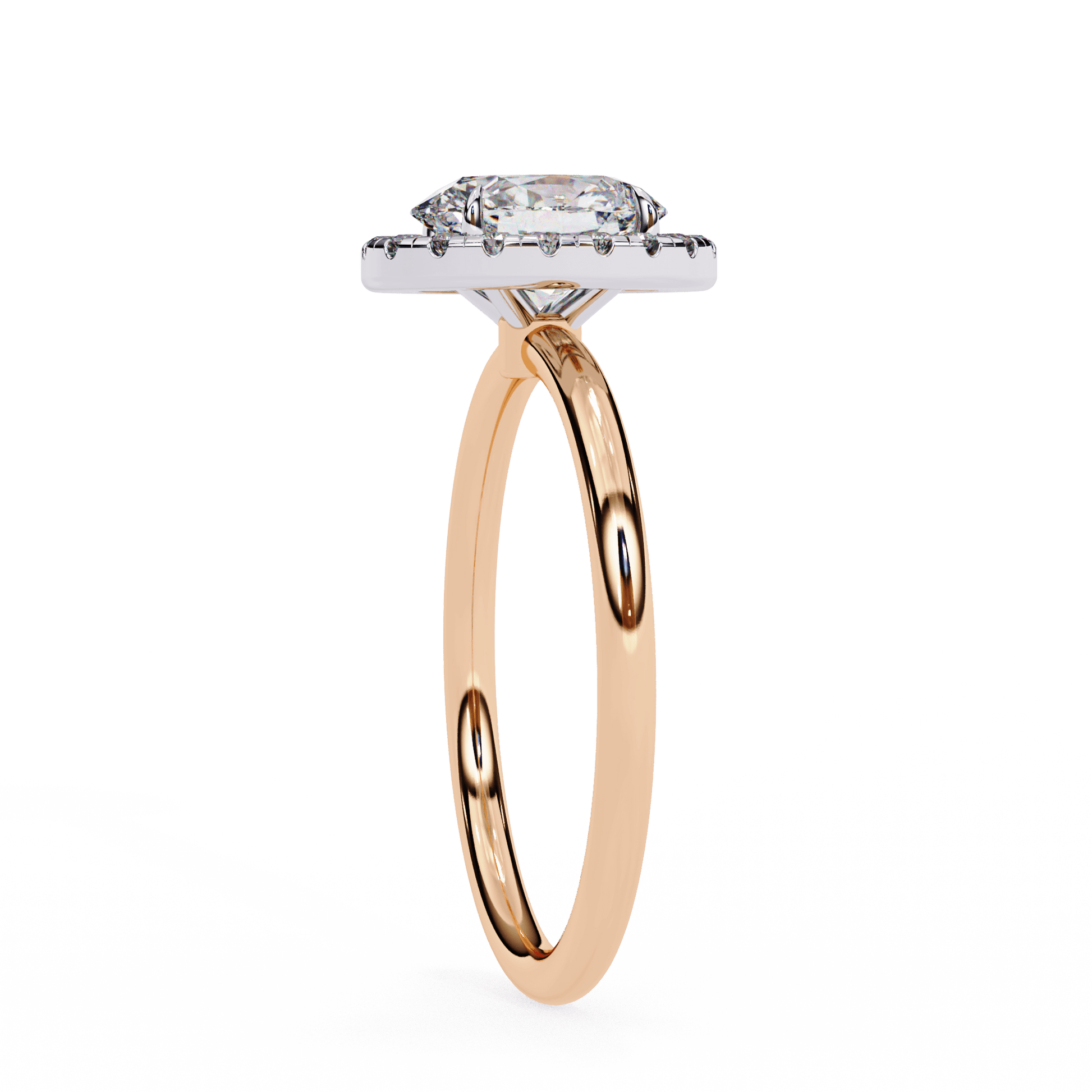 Evelina — Oval cut lab grown and natural diamond engagement ring — halo — Carat House