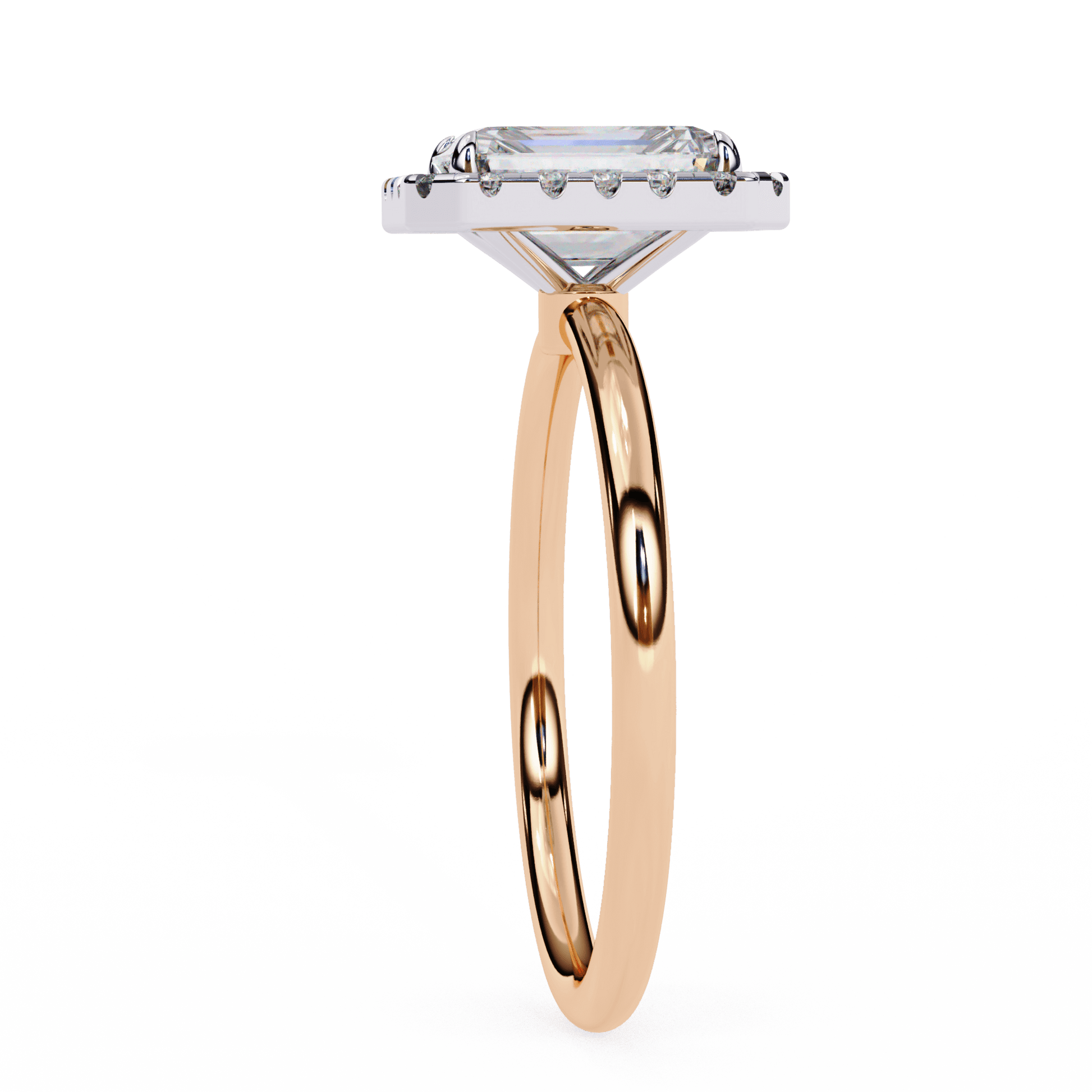 Faye — Emerald cut lab grown and natural diamond engagement ring — halo — Carat House