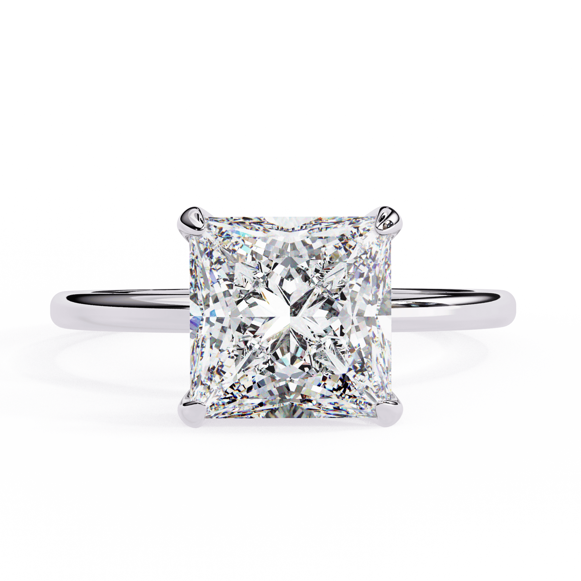 Tatiana — Princess cut lab grown and natural diamond engagement ring — hidden halo, halo — 18k white gold and platinum — Carat House