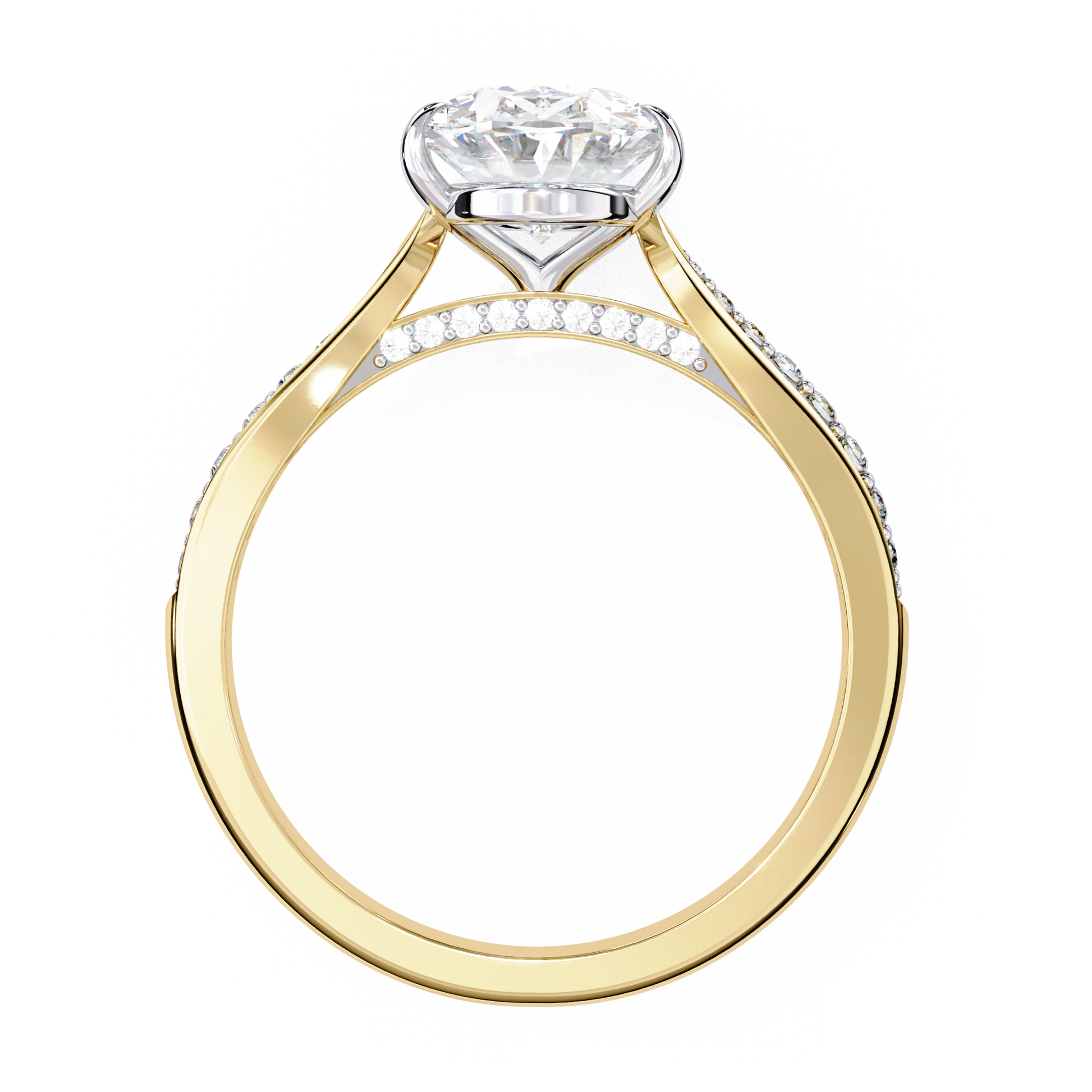 Odessa — Oval cut lab grown and natural diamond engagement ring — cathedral, pavé band — Carat House