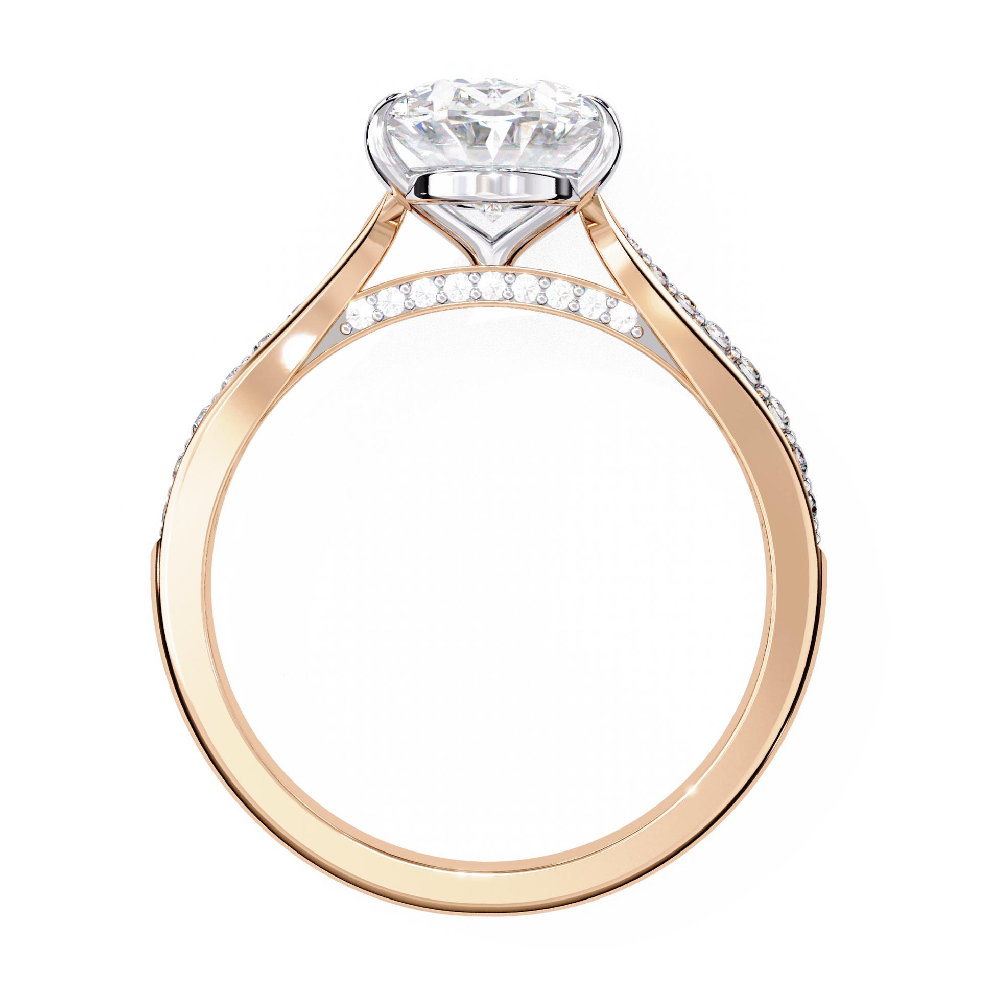 Odessa — Oval cut lab grown and natural diamond engagement ring — cathedral, pavé band — Carat House