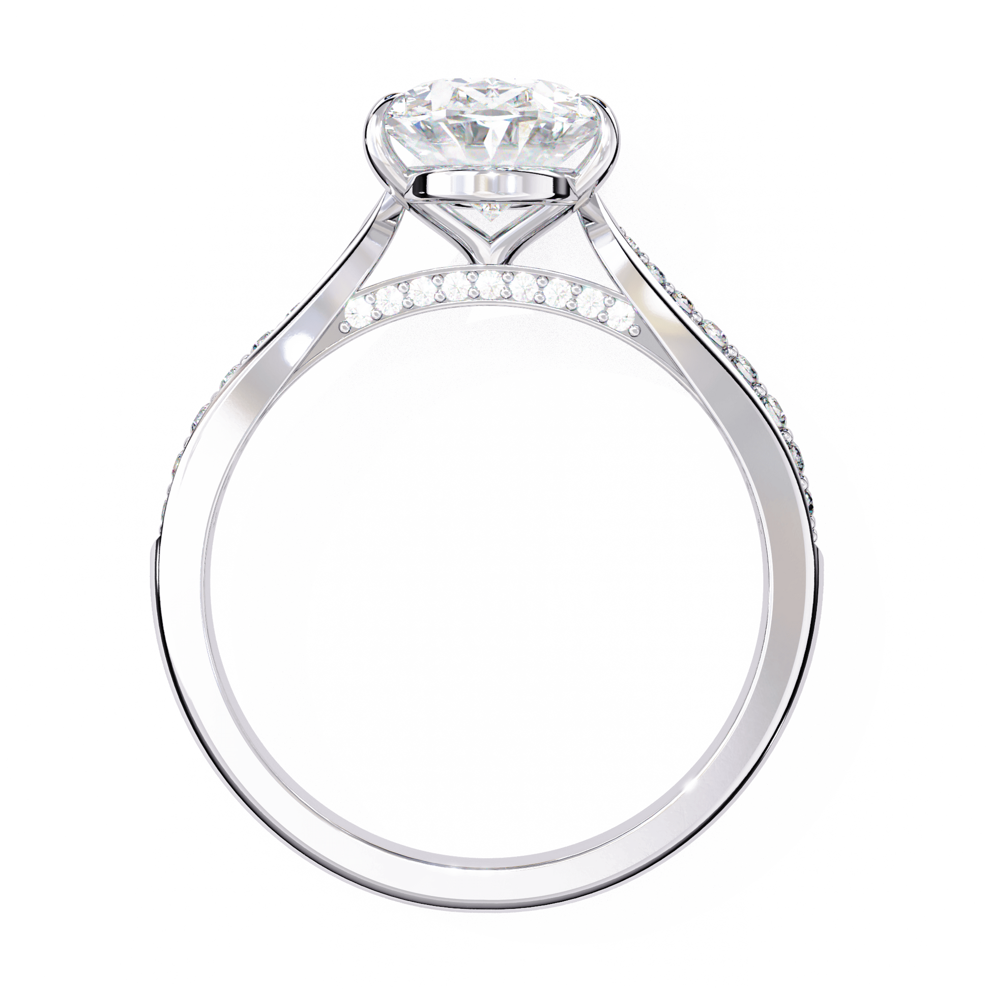 Odessa — Oval cut lab grown and natural diamond engagement ring — cathedral, pavé band — Carat House