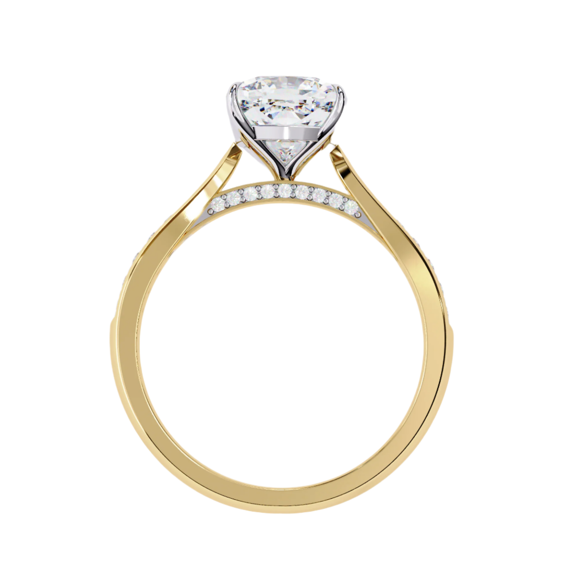 Viviana — Cushion cut lab grown and natural diamond engagement ring — cathedral, pavé band — Carat House