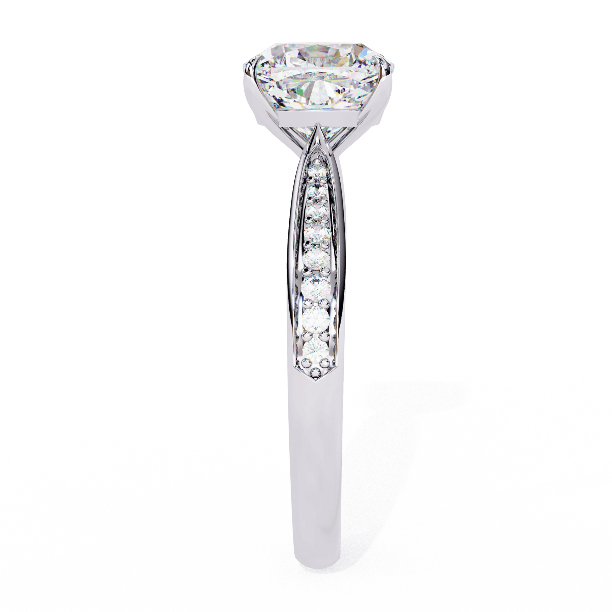Viviana — Cushion cut lab grown and natural diamond engagement ring — cathedral, pavé band — Carat House