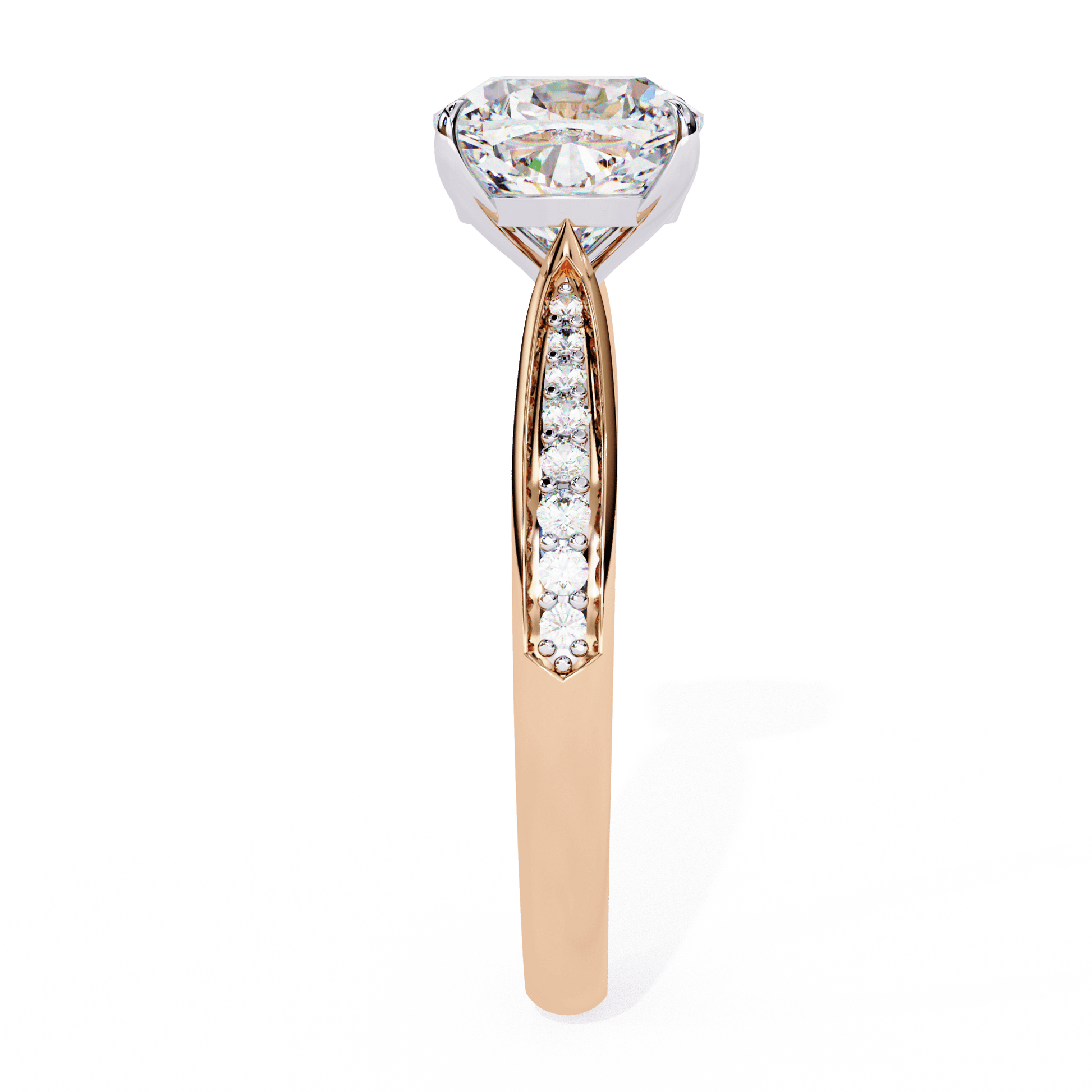Viviana — Cushion cut lab grown and natural diamond engagement ring — cathedral, pavé band — Carat House
