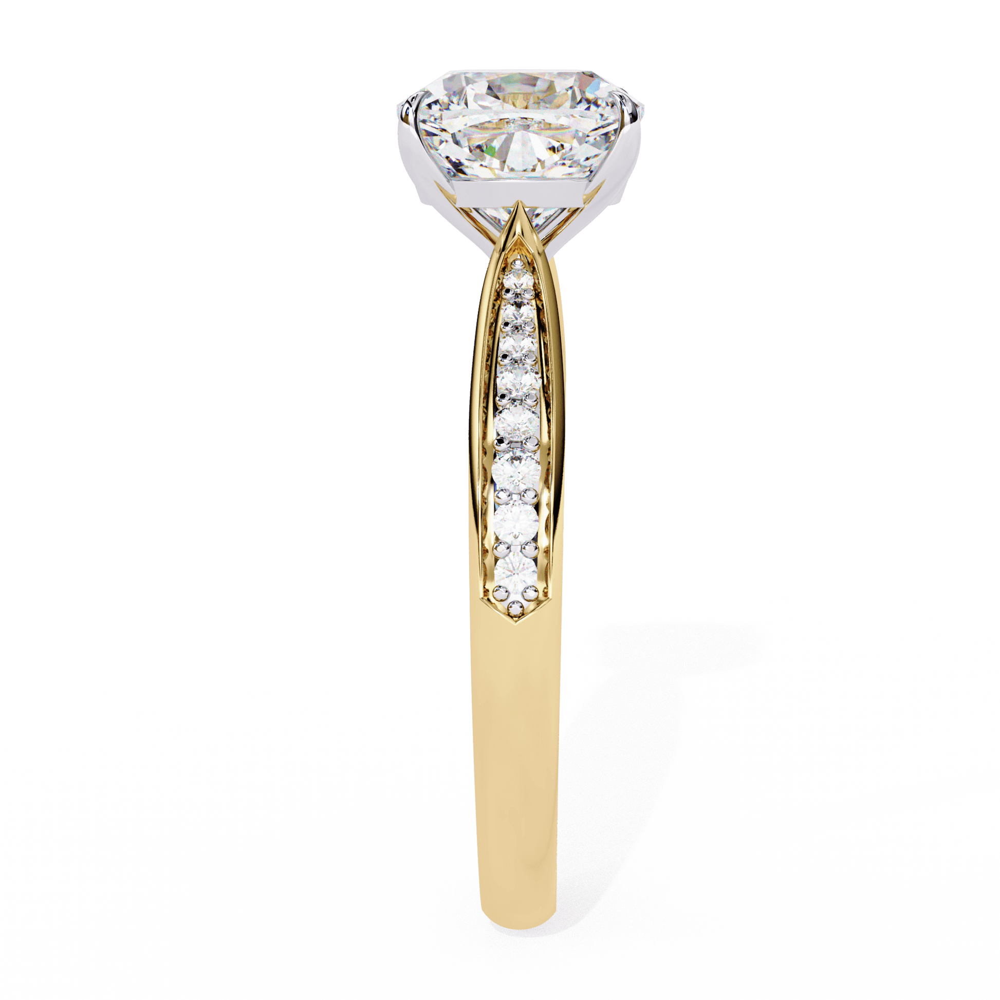 Viviana — Cushion cut lab grown and natural diamond engagement ring — cathedral, pavé band — Carat House