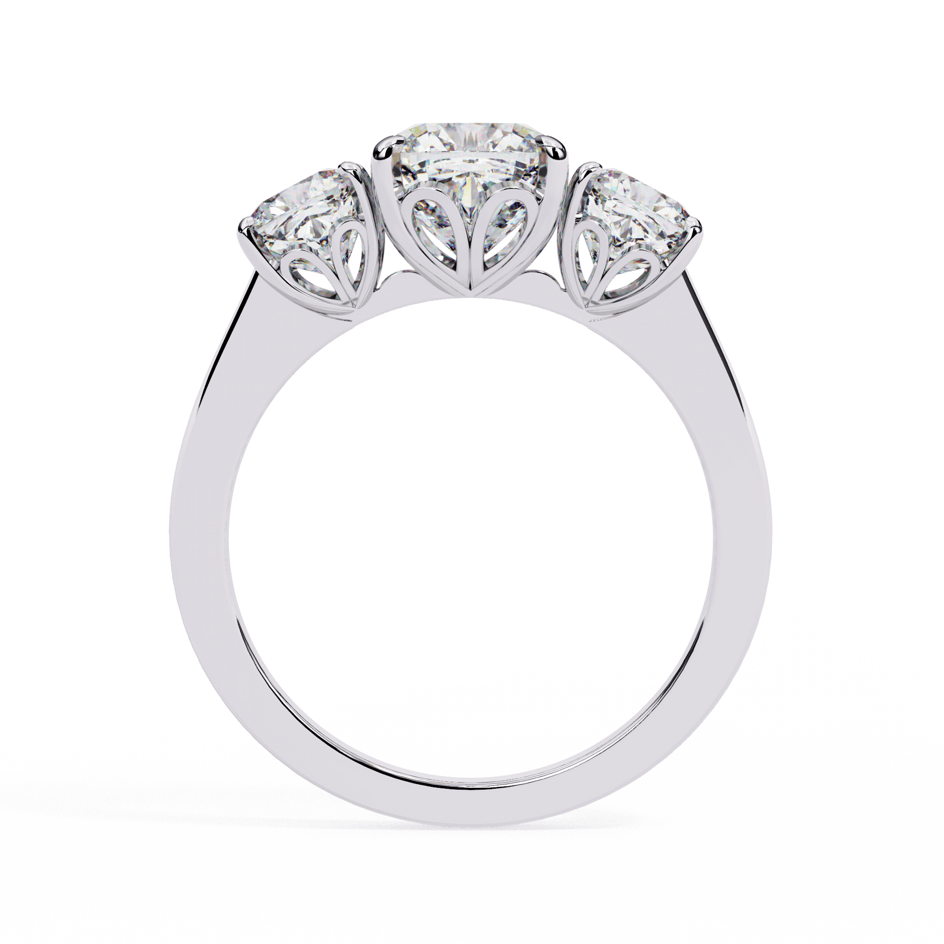 Zariah — Cushion cut lab grown and natural diamond engagement ring — trilogy three stone — Carat House