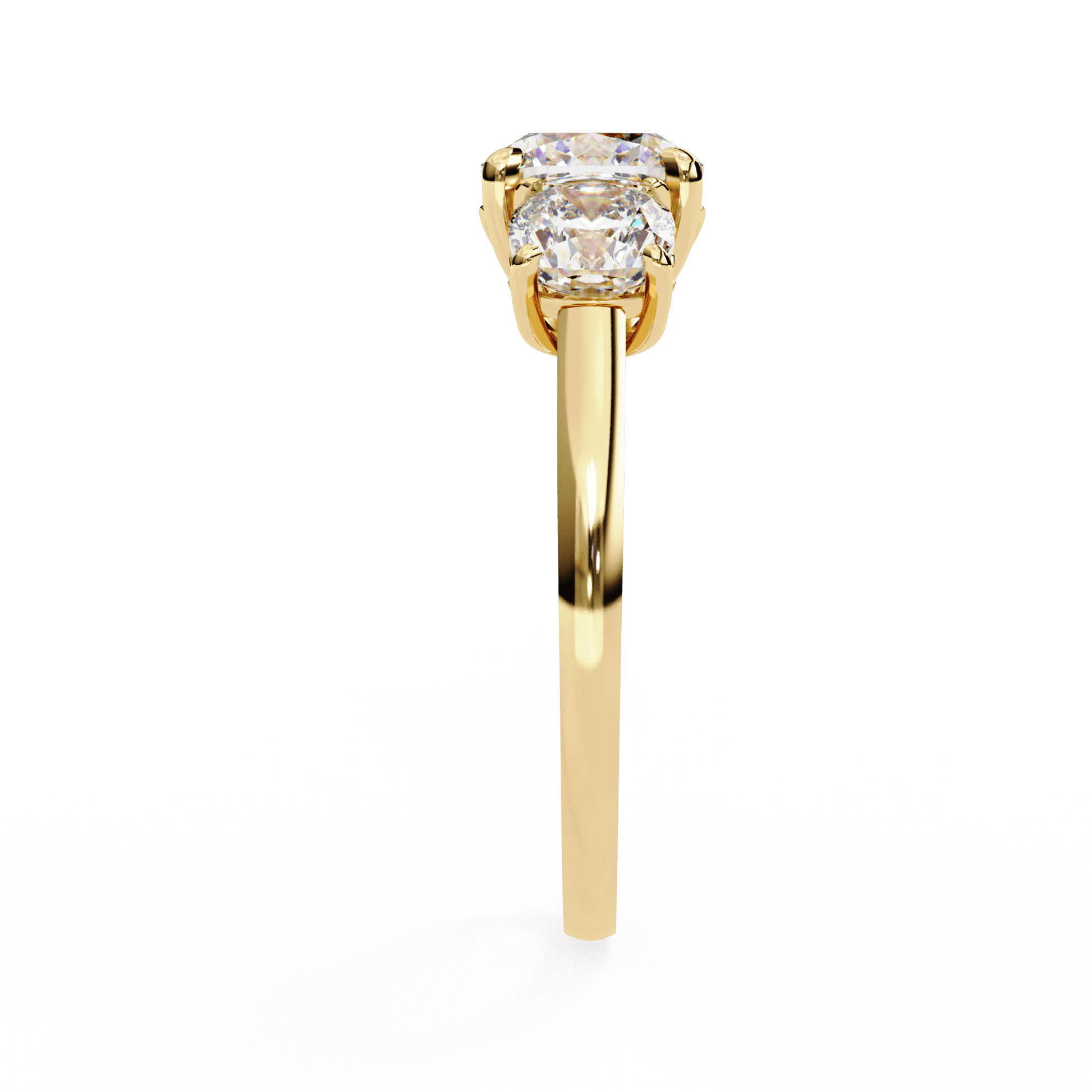 Zariah — Cushion cut lab grown and natural diamond engagement ring — trilogy three stone — Carat House