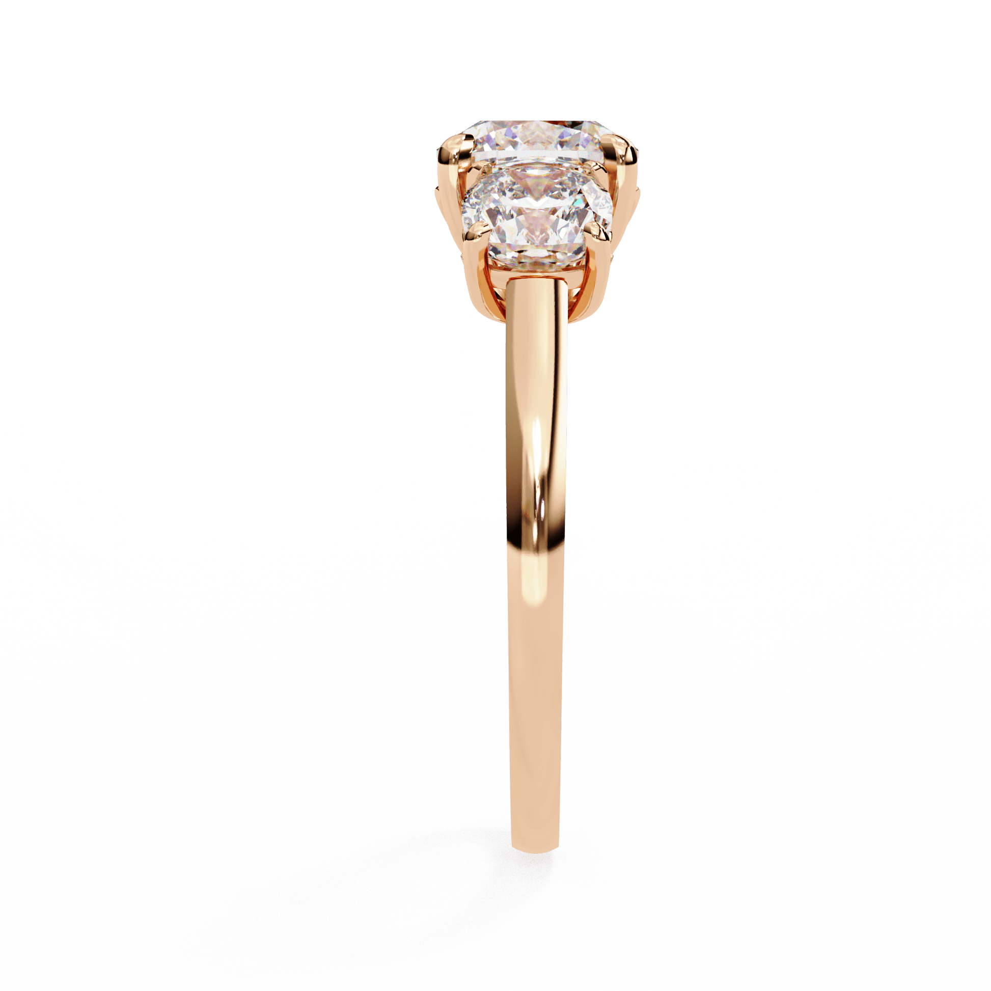 Zariah — Cushion cut lab grown and natural diamond engagement ring — trilogy three stone — Carat House