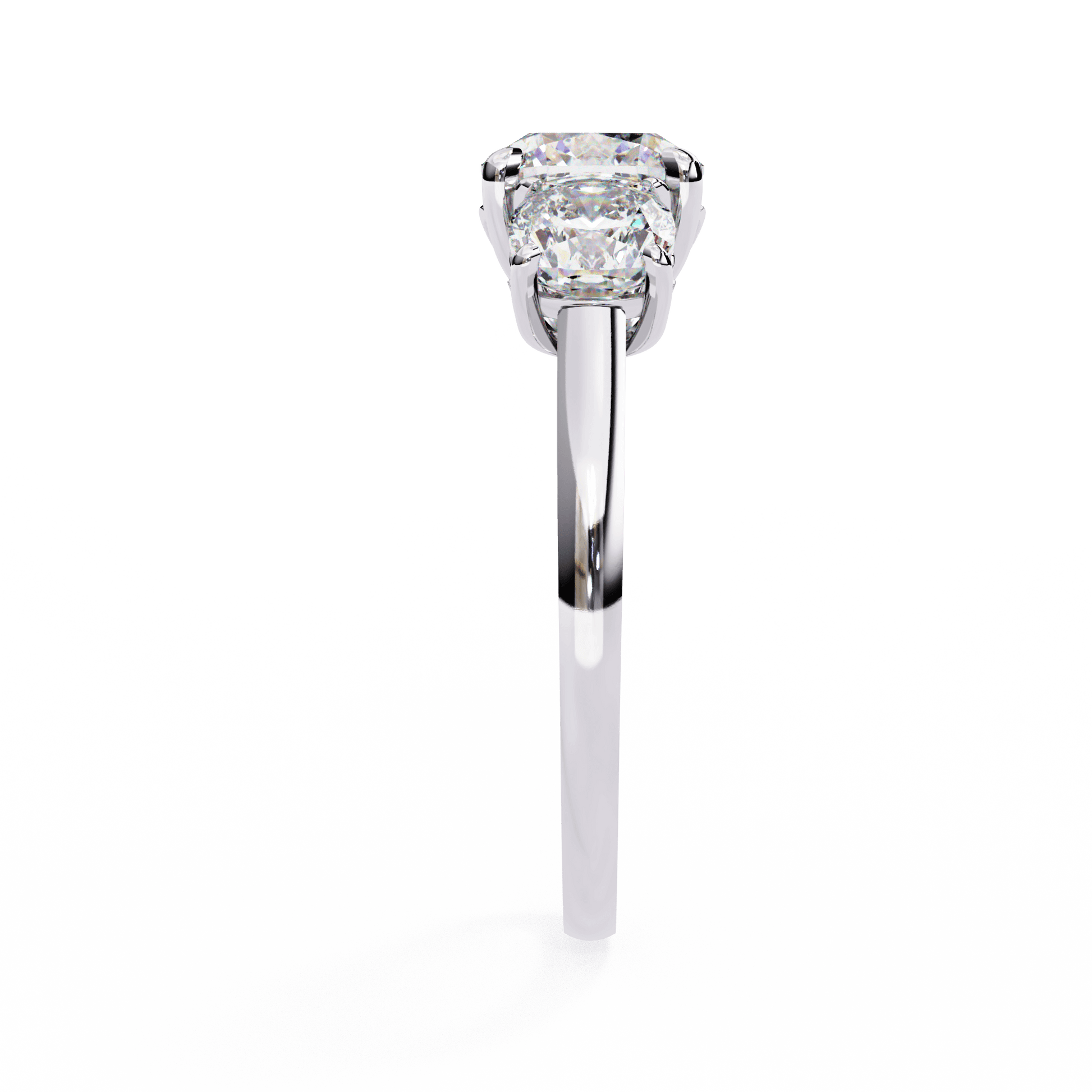 Zariah — Cushion cut lab grown and natural diamond engagement ring — trilogy three stone — Carat House