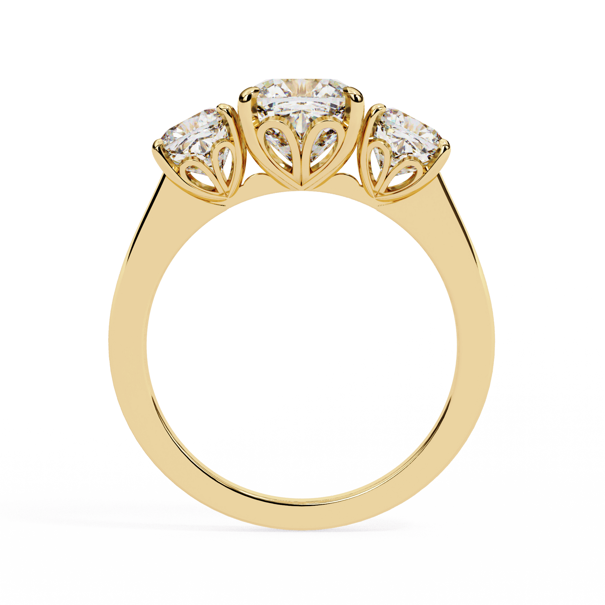 Zariah — Cushion cut lab grown and natural diamond engagement ring — trilogy three stone — Carat House