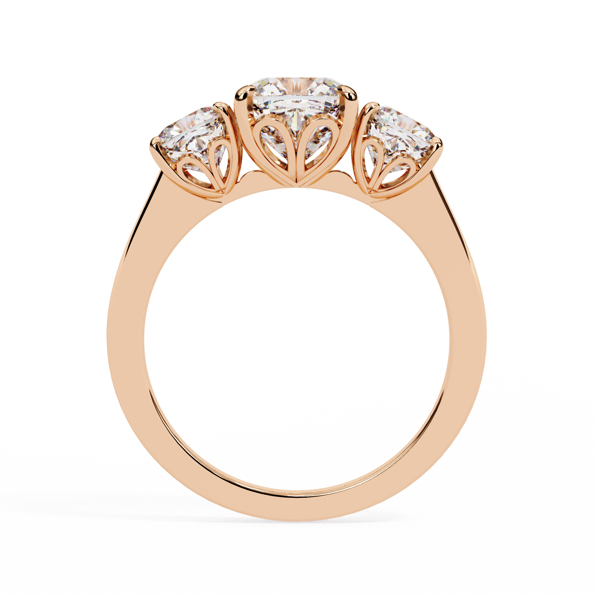 Zariah — Cushion cut lab grown and natural diamond engagement ring — trilogy three stone — Carat House