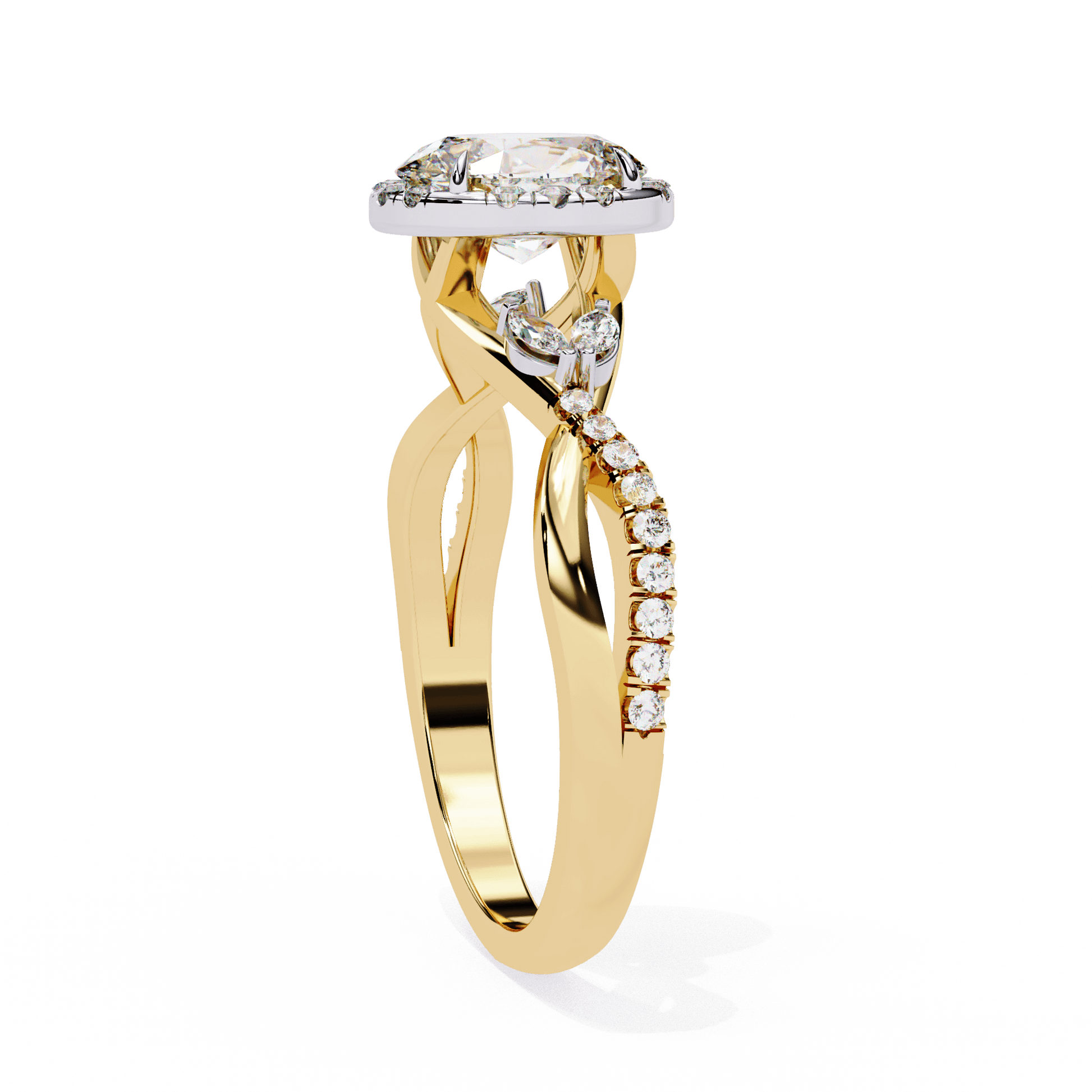 Ivy — Oval cut lab grown and natural diamond engagement ring — halo, split shank — Carat House