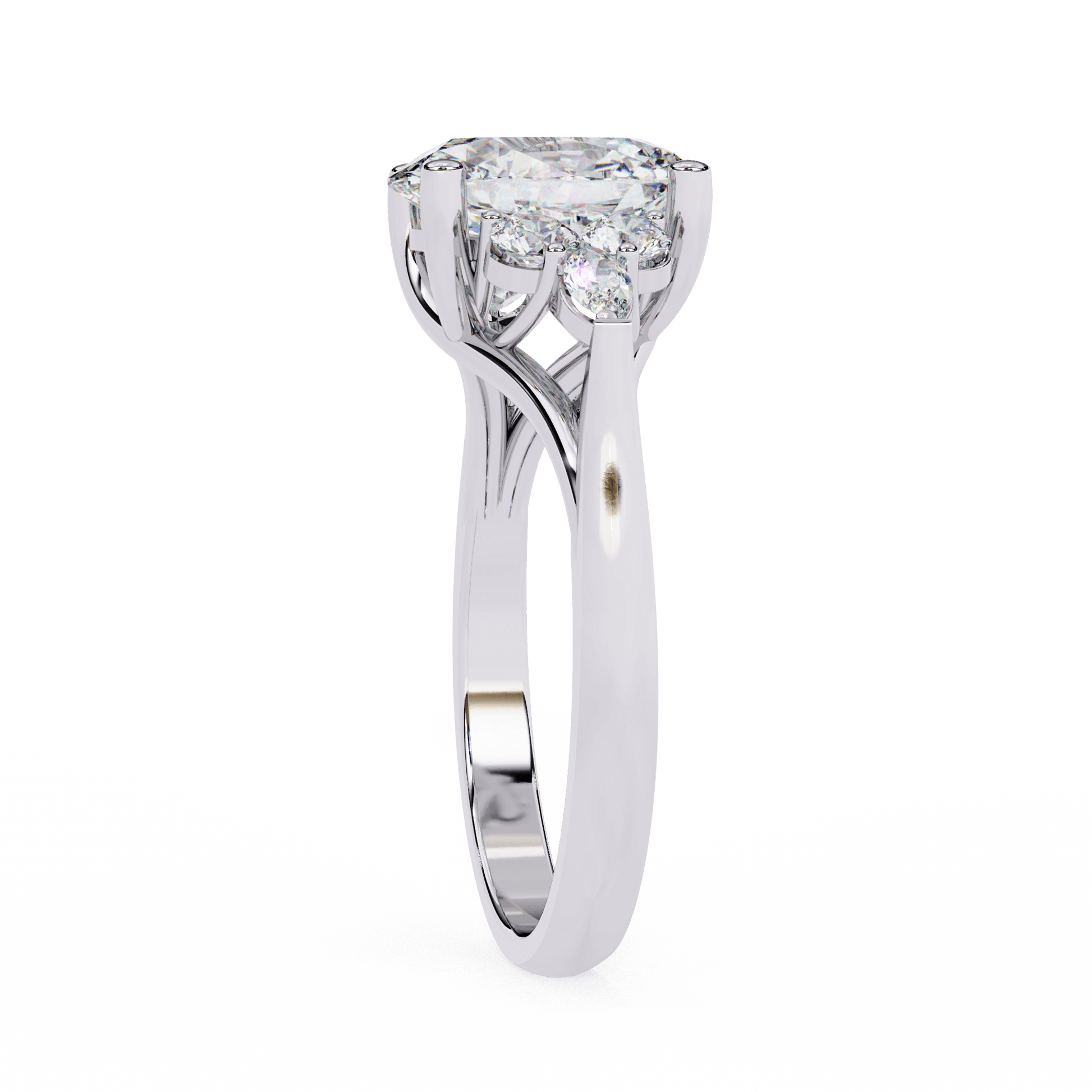 Vesper — Oval cut lab grown and natural diamond engagement ring — trellis cathedral, four prong, vintage — Carat House