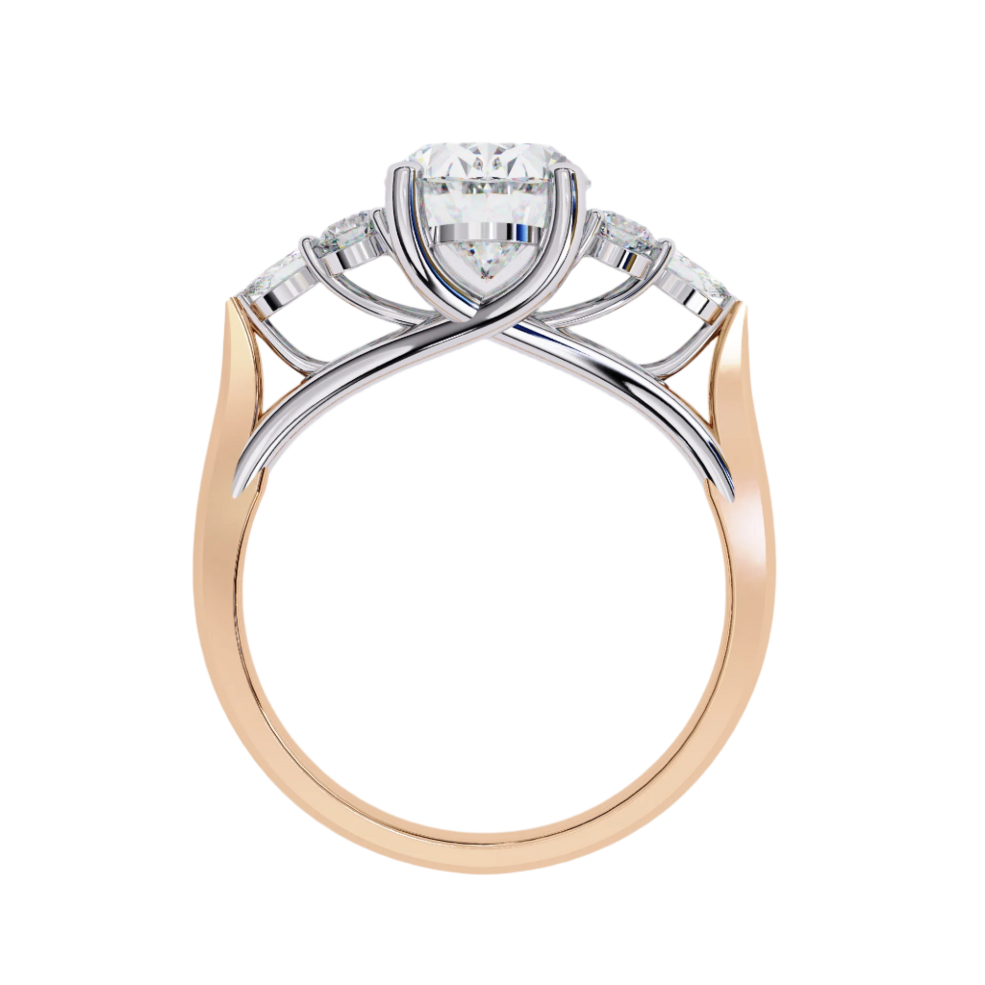 Vesper — Oval cut lab grown and natural diamond engagement ring — trellis cathedral, four prong, vintage — Carat House