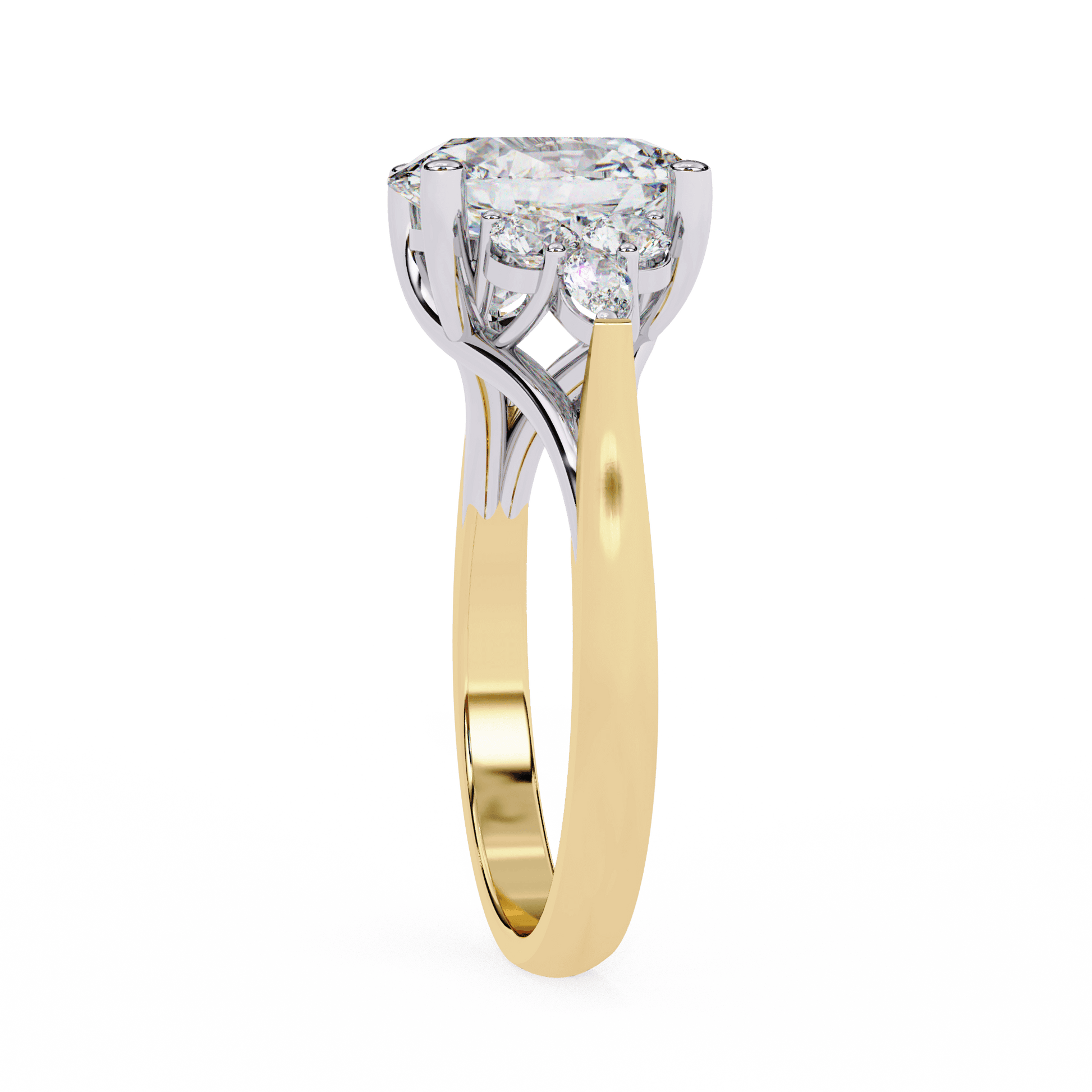 Vesper — Oval cut lab grown and natural diamond engagement ring — trellis cathedral, four prong, vintage — Carat House
