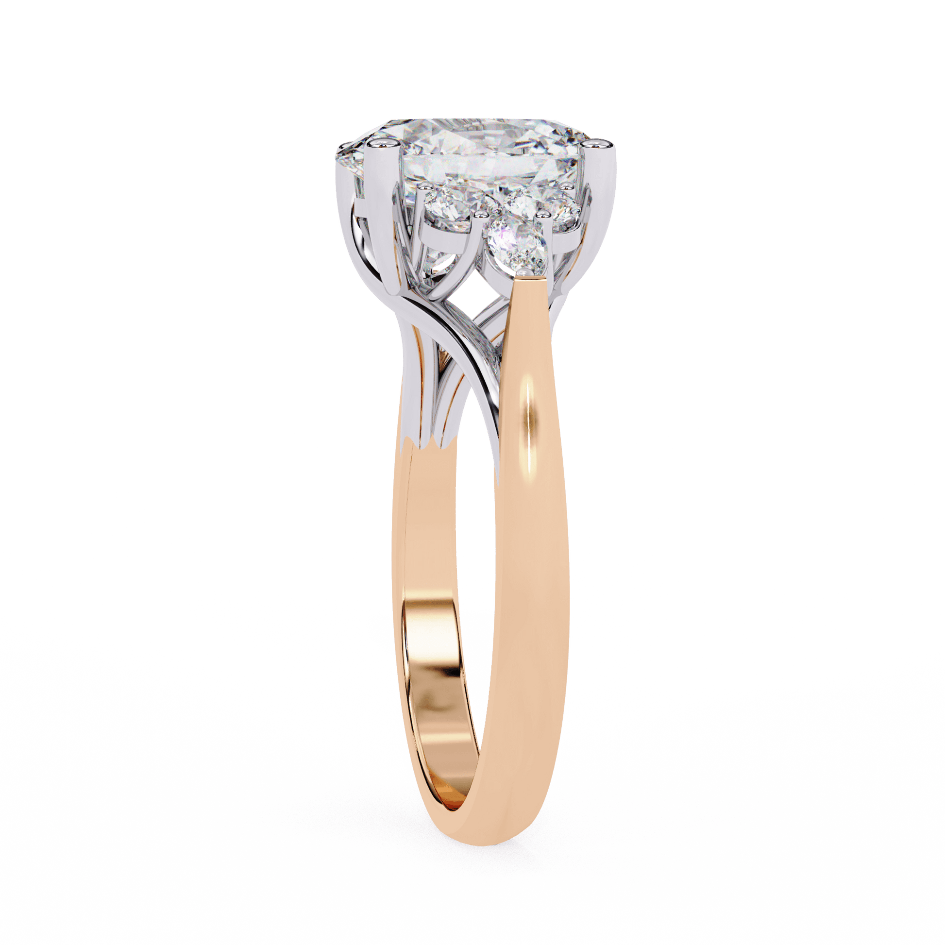 Vesper — Oval cut lab grown and natural diamond engagement ring — trellis cathedral, four prong, vintage — Carat House