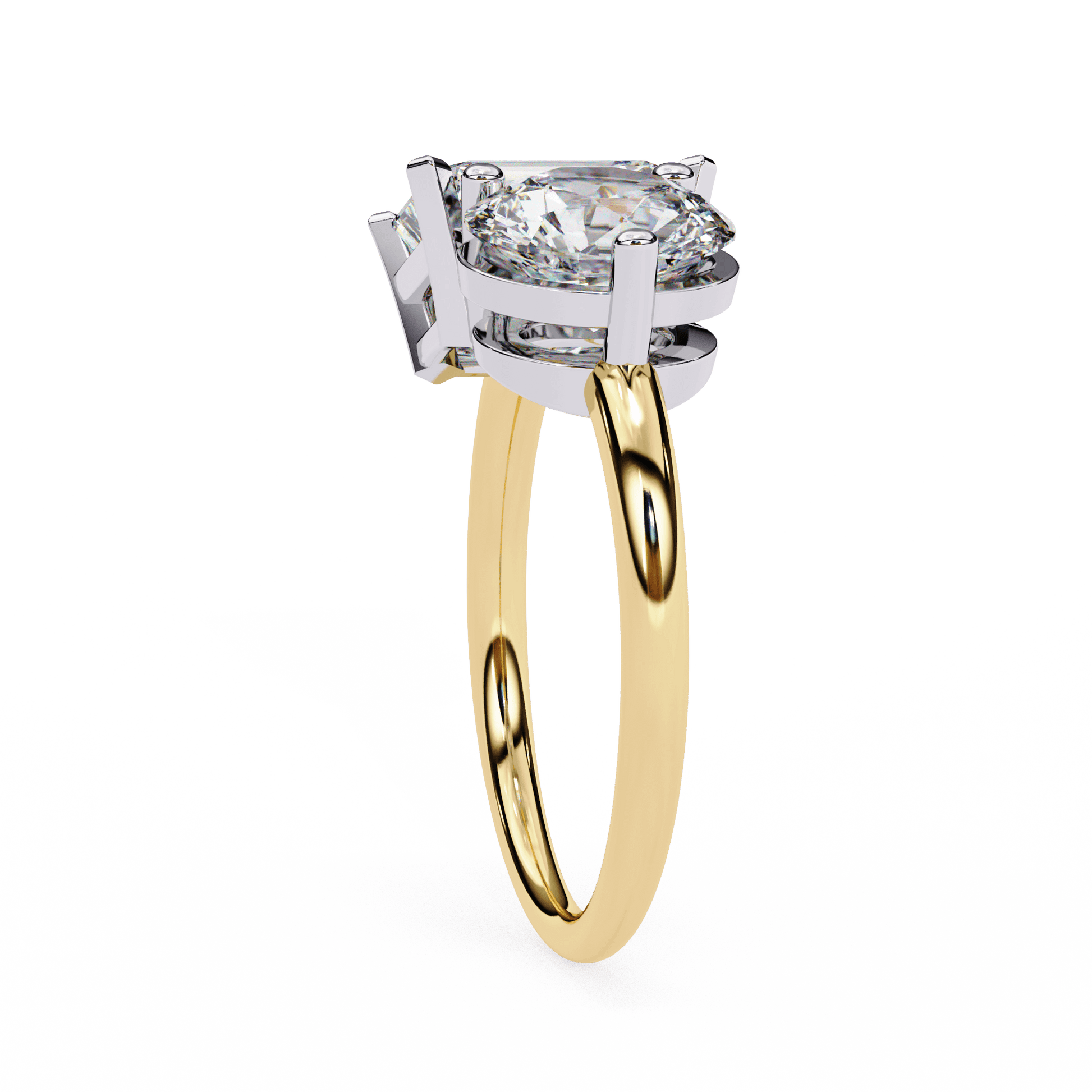 Rhea — Emerald and round cut lab grown and natural diamond engagement ring — toi moi two stone — Carat House