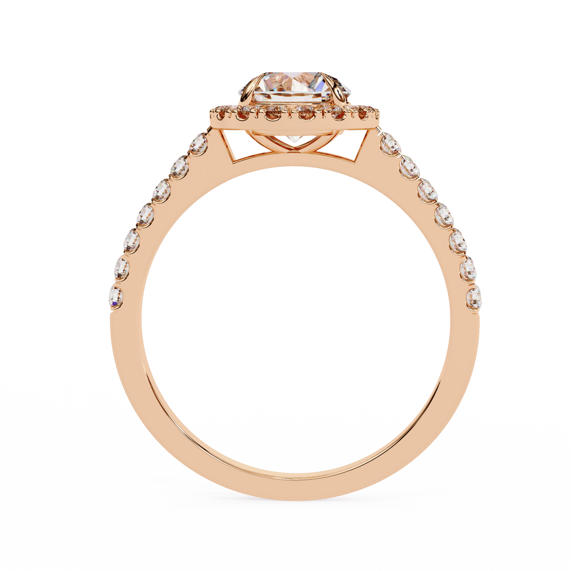 Anika — Round cut lab grown and natural diamond engagement ring — halo, cathedral — Carat House