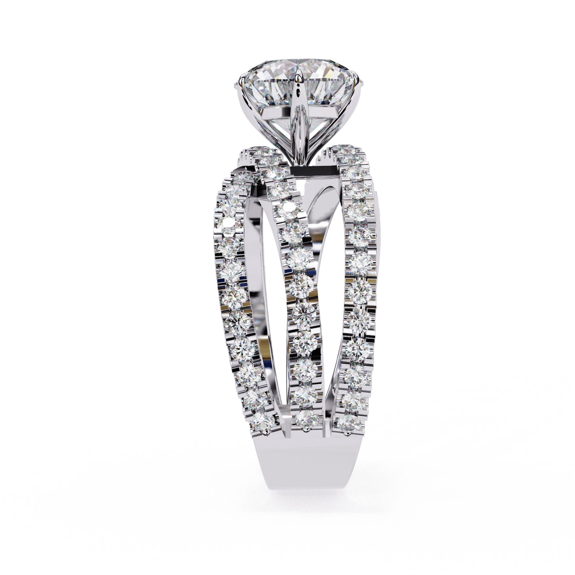 Tempest — Round cut lab grown and natural diamond engagement ring — split shank, twisted — Carat House