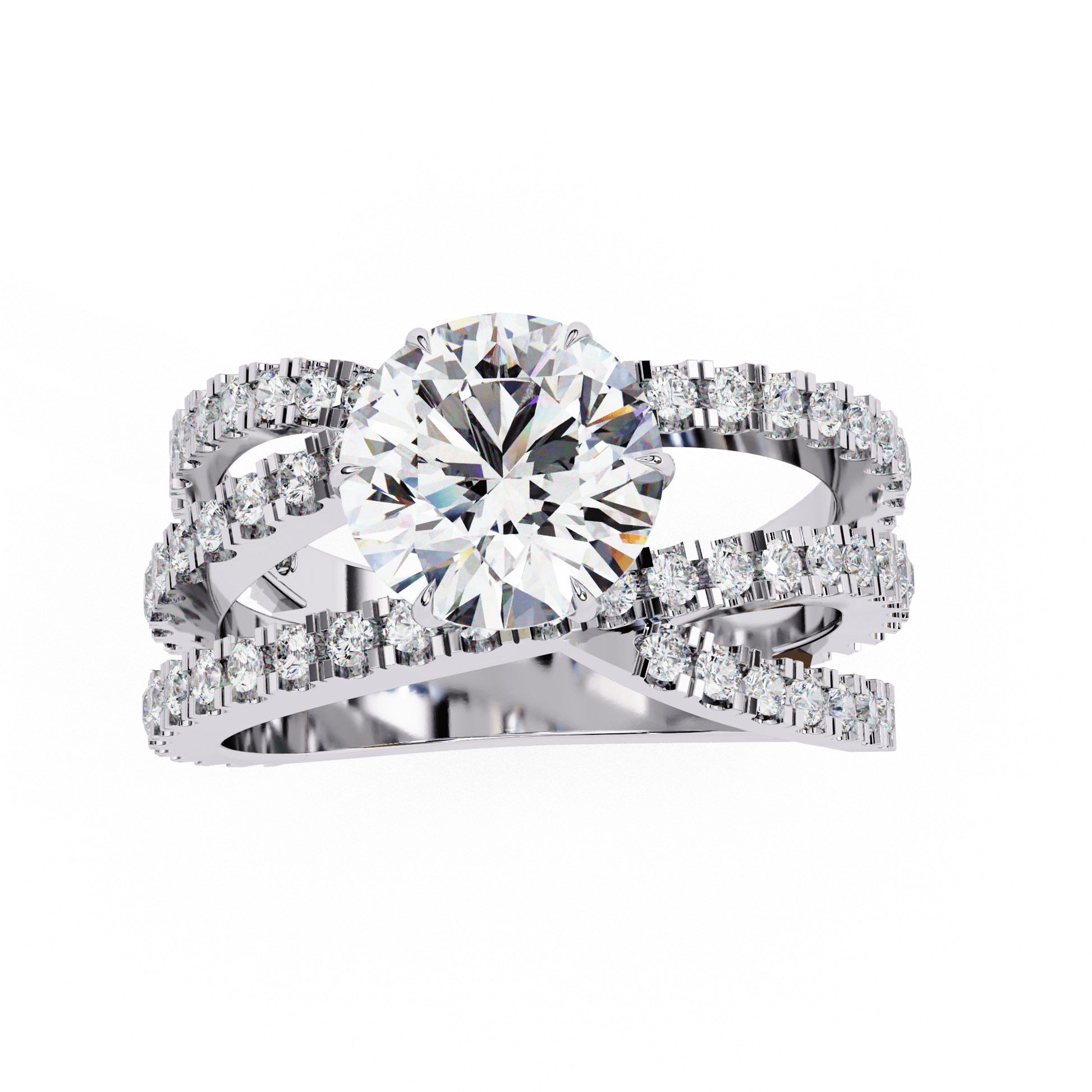 Tempest — Round cut lab grown and natural diamond engagement ring — split shank, twisted — Carat House
