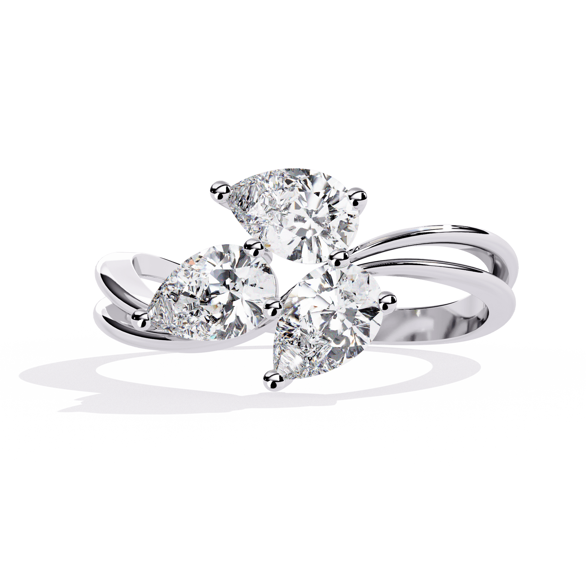 Liora- Modern Petal-Inspired Design — diamond stacking ring — lab grown diamond and natural diamond — 18k white gold — Carat House