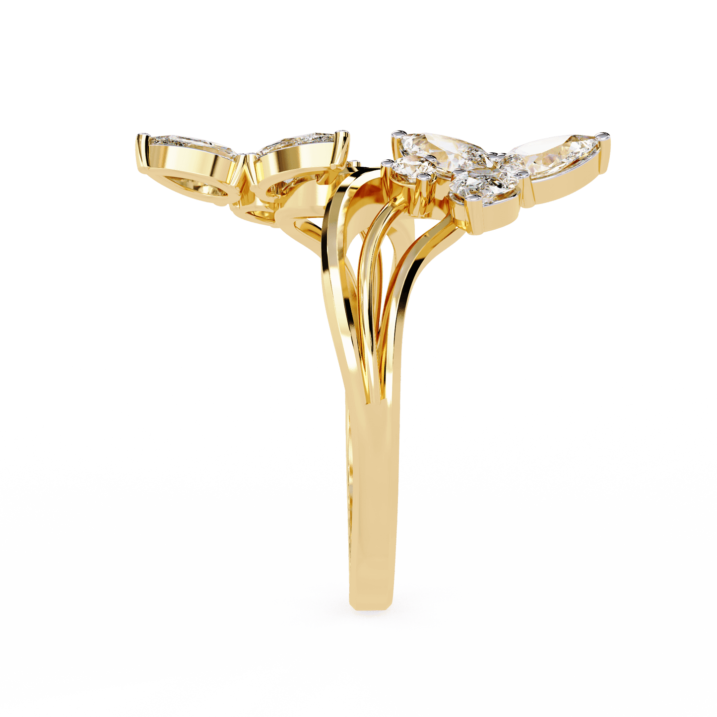 Alora- Floral Diamond Ring with Pear Stones and Split Band