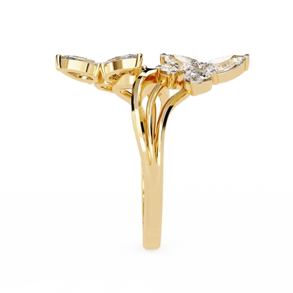 Alora- Floral Diamond Ring with Pear Stones and Split Band
