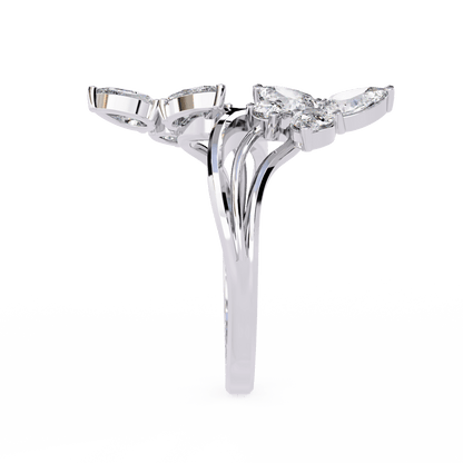 Alora- Floral Diamond Ring with Pear Stones and Split Band