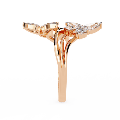 Alora- Floral Diamond Ring with Pear Stones and Split Band