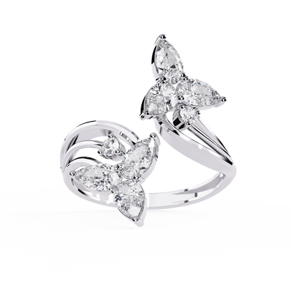 Alora- Floral Diamond Ring with Pear Stones and Split Band