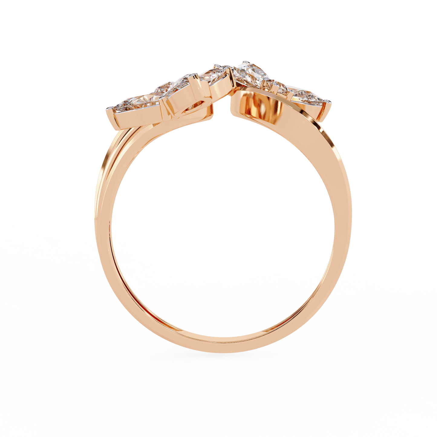 Alora- Floral Diamond Ring with Pear Stones and Split Band