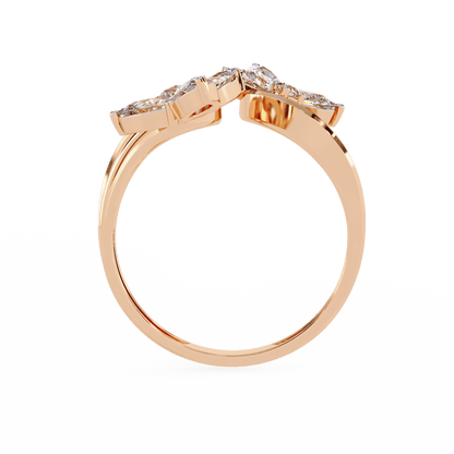 Alora- Floral Diamond Ring with Pear Stones and Split Band