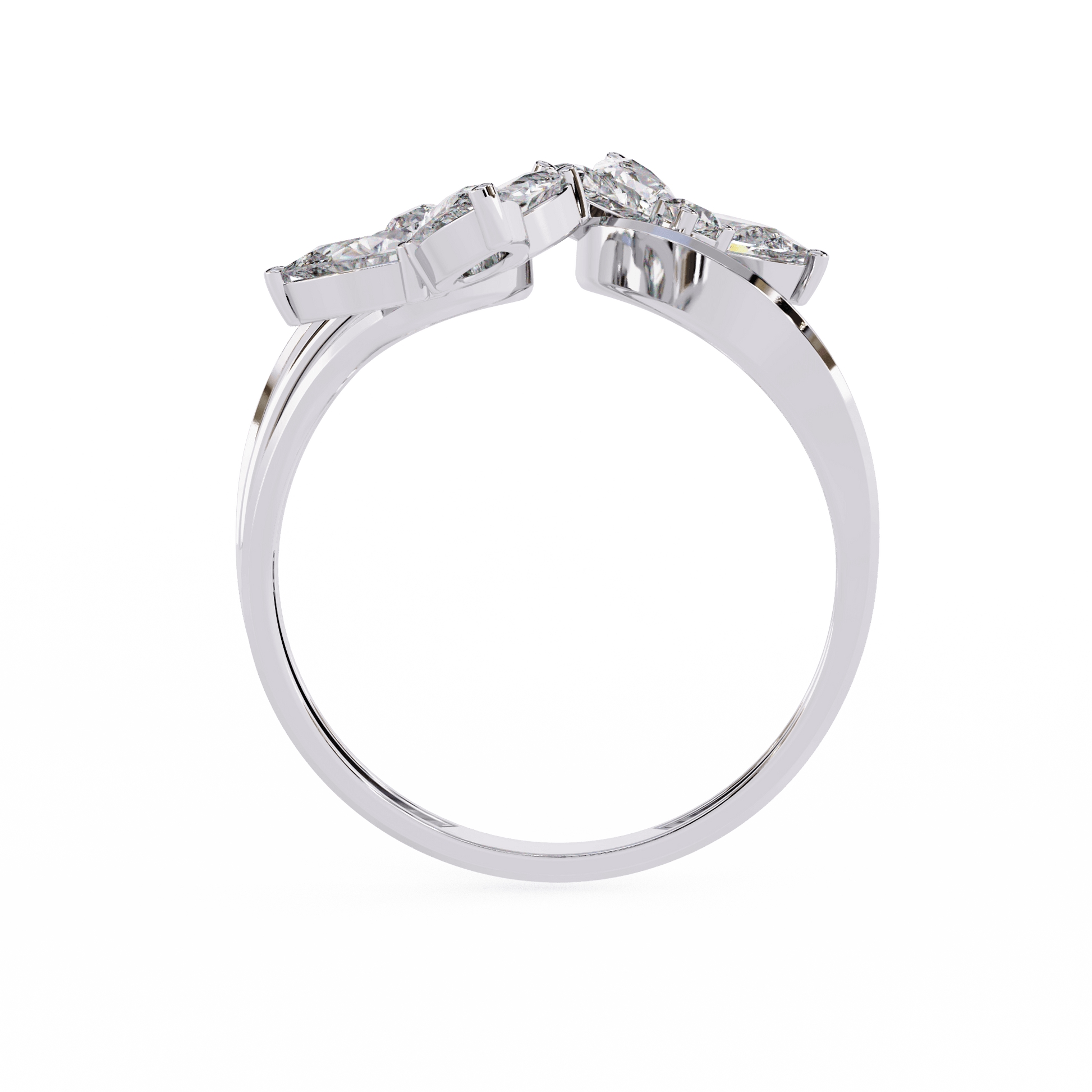 Alora floral diamond ring by Carat House Dubai featuring pear-shaped stones and a split band design.