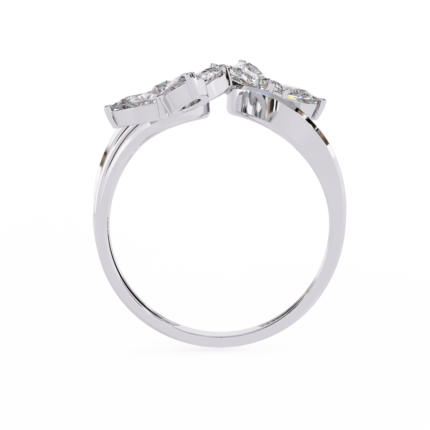 Alora- Floral Diamond Ring with Pear Stones and Split Band