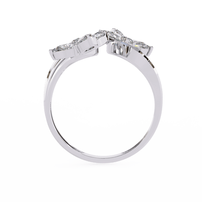 Alora- Floral Diamond Ring with Pear Stones and Split Band